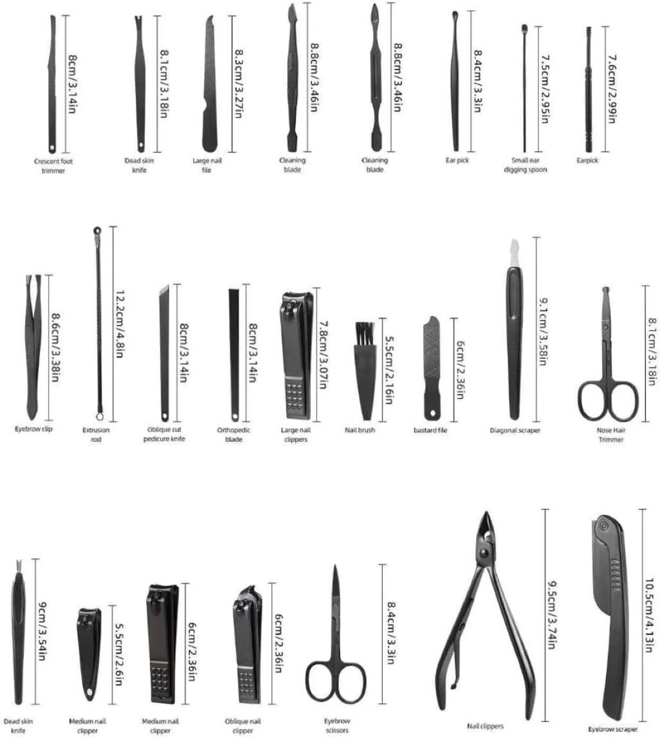 Image of Koccido 24-in-1 Manicure Pedicure Kit Stainless Steel Nail Clippers & Grooming Tools