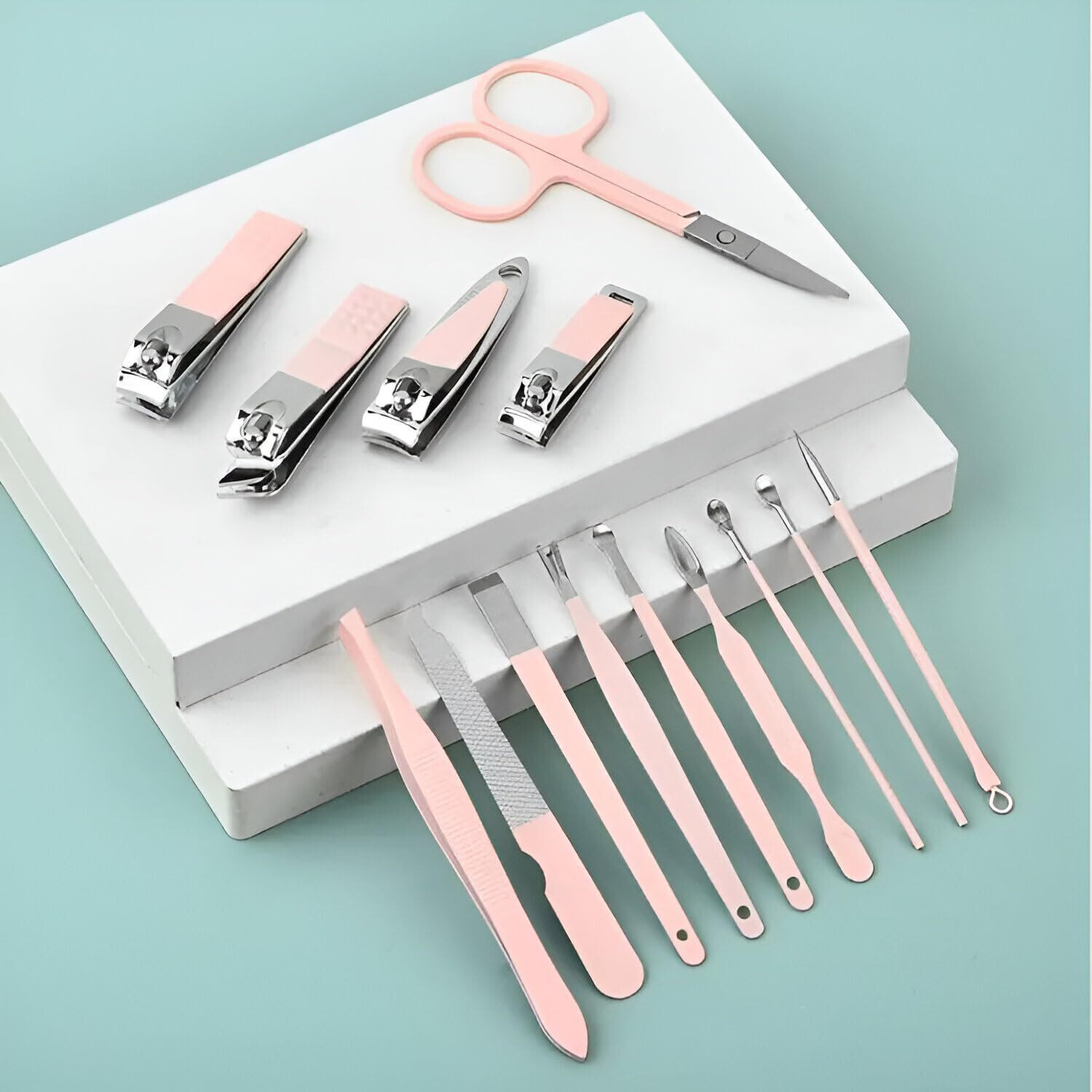 Image of UGAAM 14 Pcs Stainless Steel Ear Cleaning Tool Set with Nail Clippers