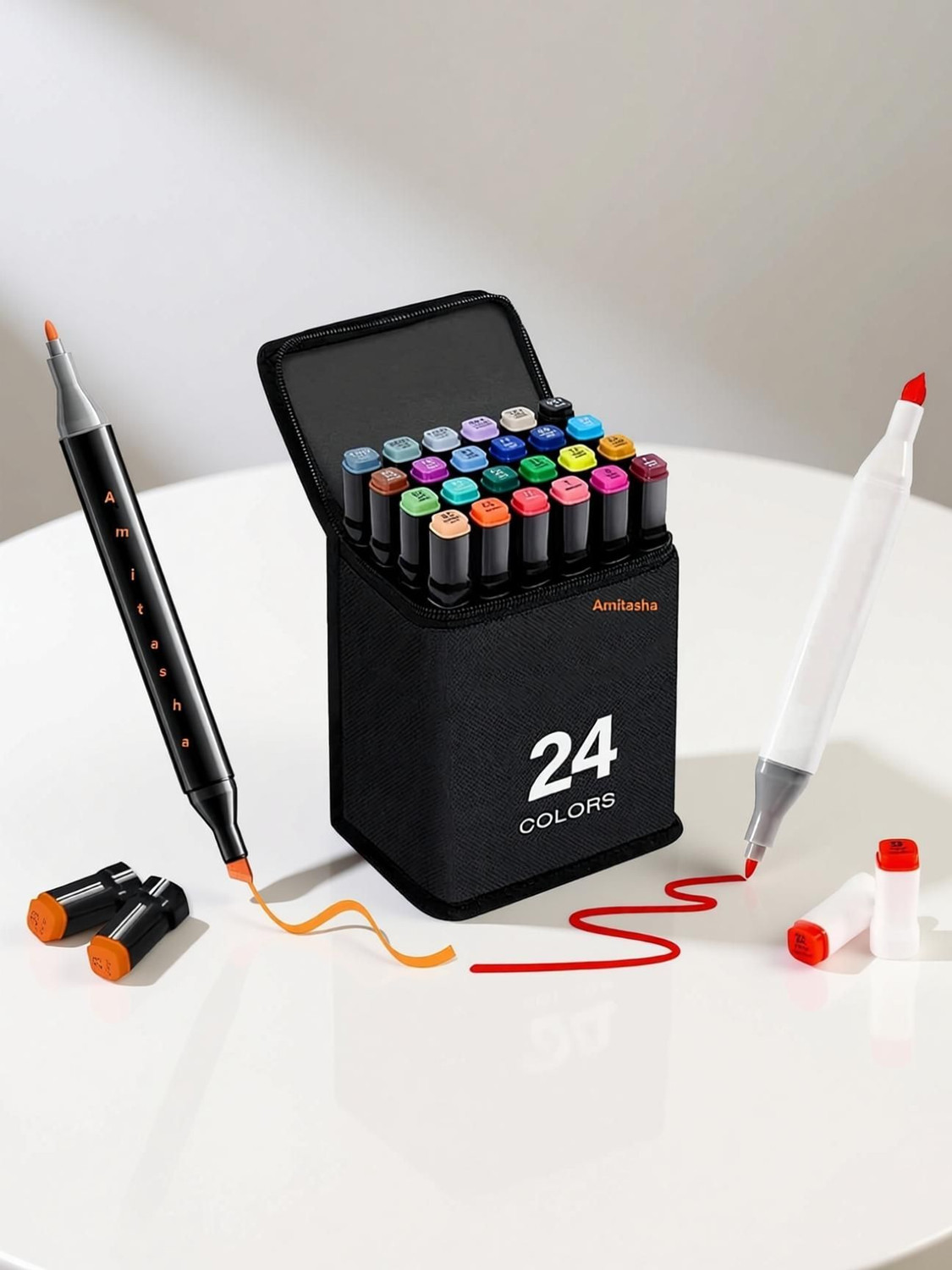 Image of Harinder 24 Pc Dual Tip Highlighter & Marker Set for Drawing,Sketching & Coloring Artists