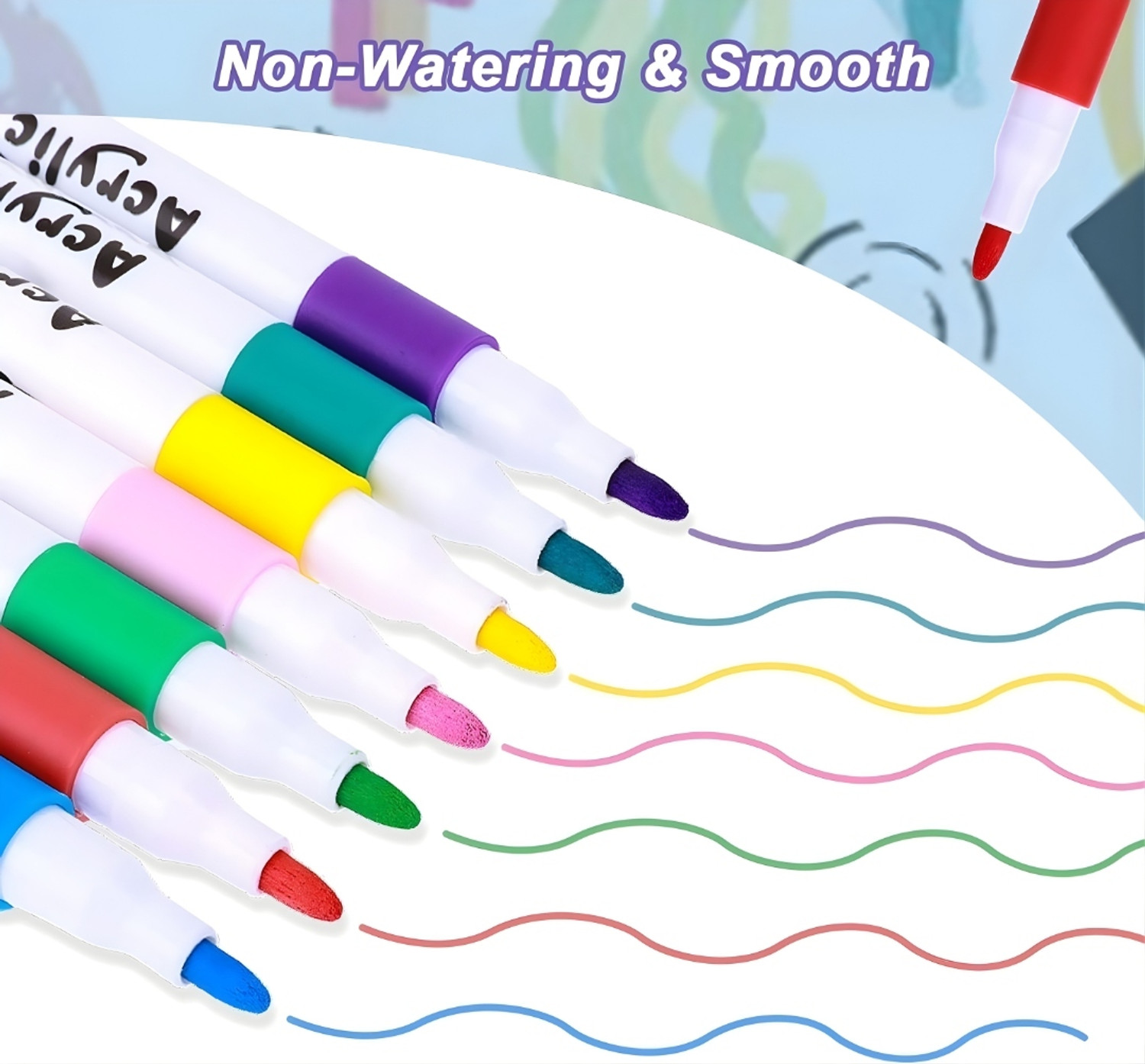 Image of TRIONZA Acrylic Paint Marker Pen Set 24 Colors Multi Surface Craft Art Pens 114