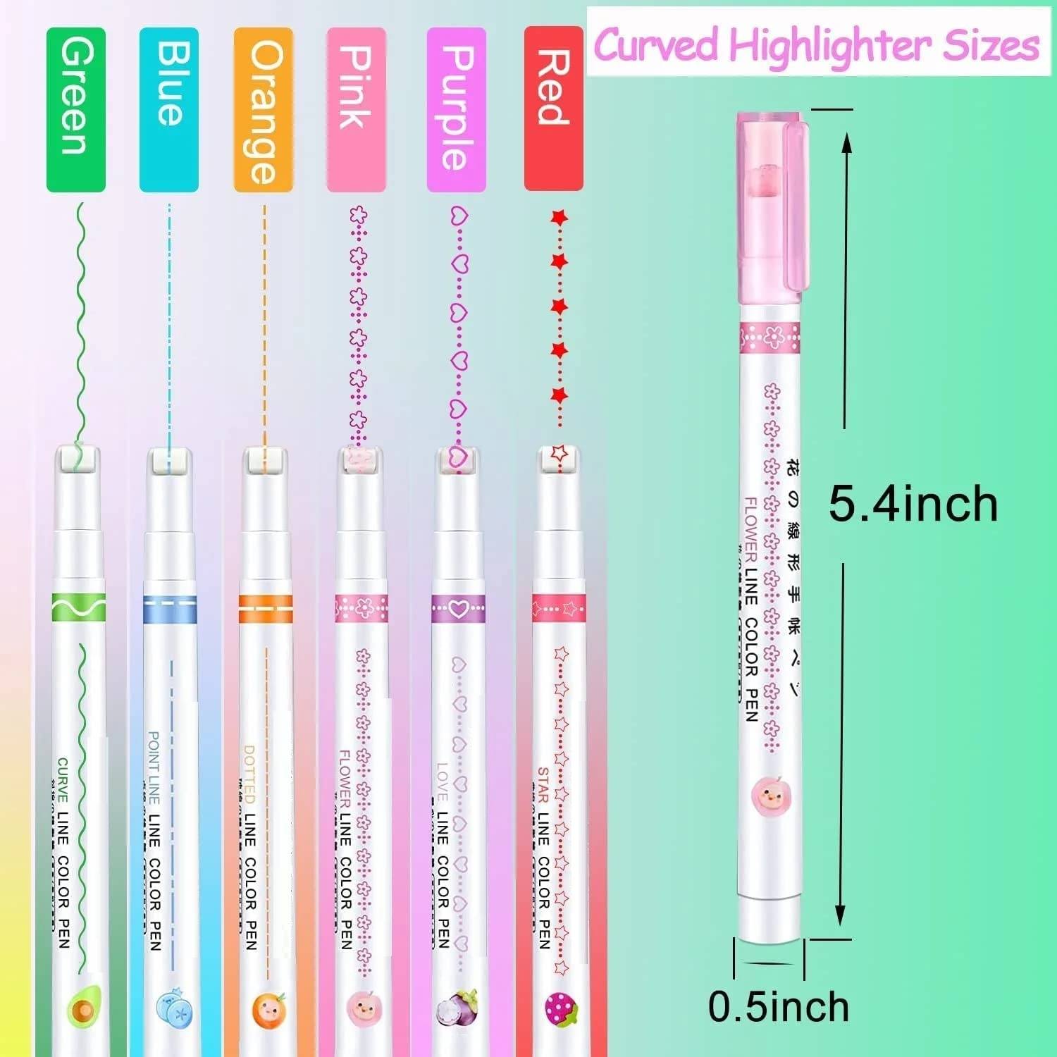 Akvanar Linear Roller Curve Highlighter Pens Set