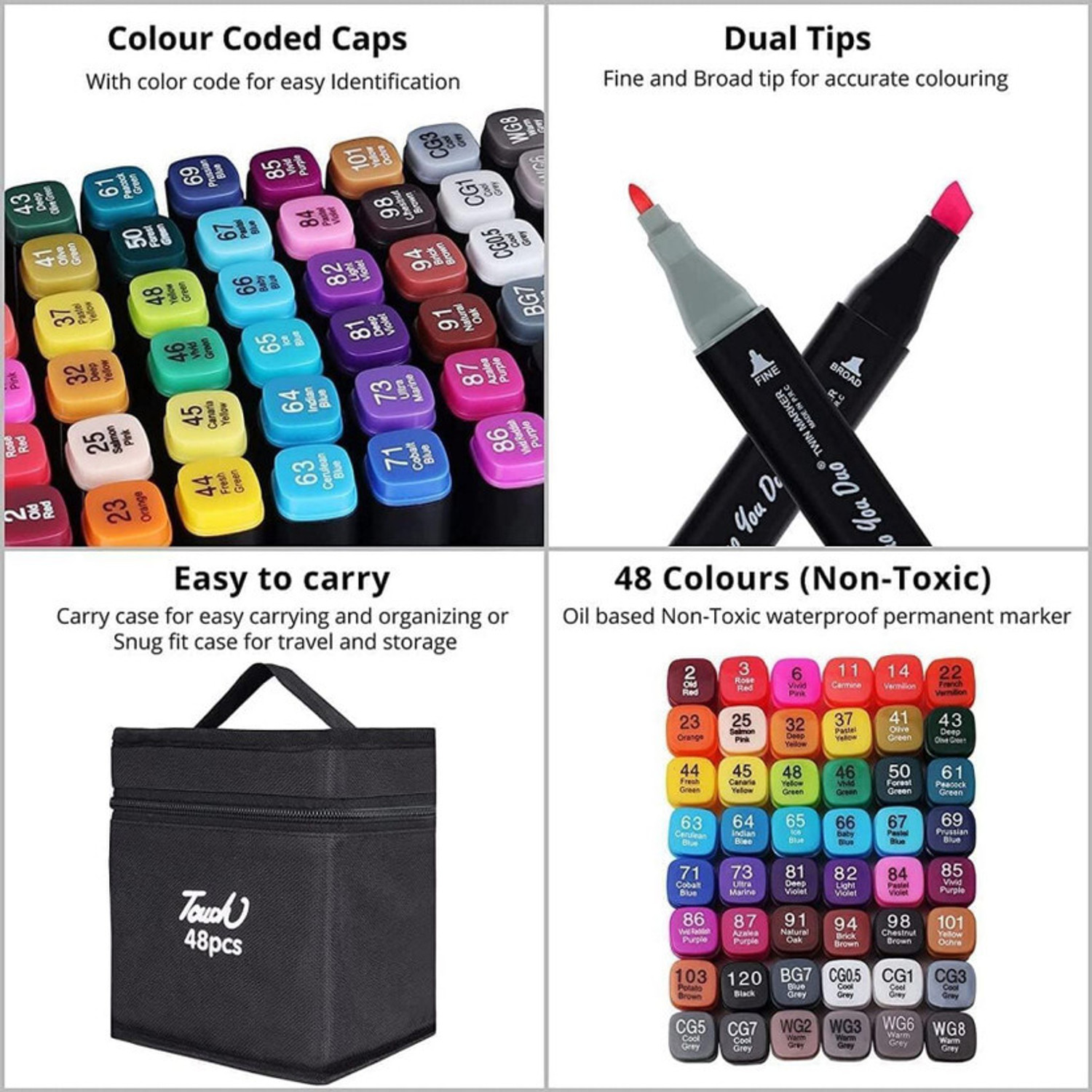 Image of ORIDOR 48 Color Alcohol Ink Drawing Marker Set for Artists