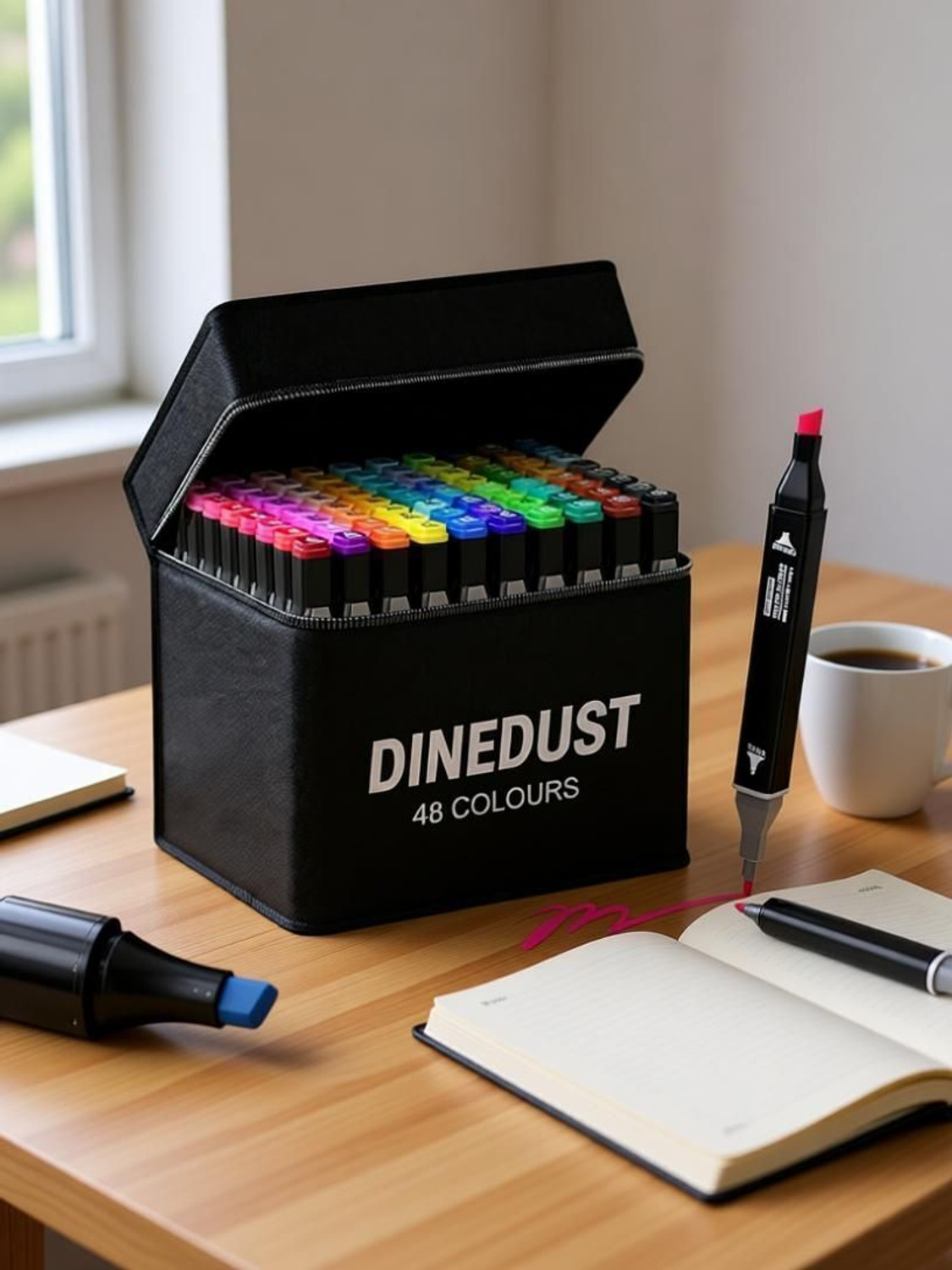 Image of DINEDUST Dual Tip Art Markers Sketching Head Marker Pens for Kids Adult 48 Colours
