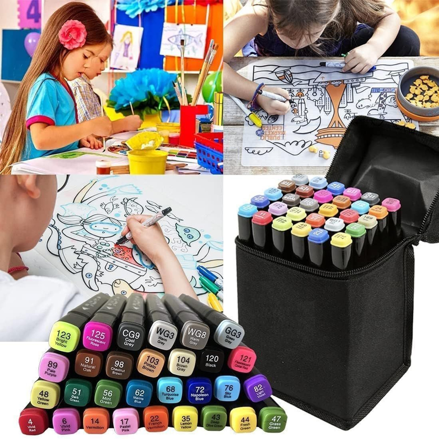 Image of Dwiza Enterprise 24 Pcs Colors Dual Tip Art Markers Coloring Alcohol Based Markers Colored Pens