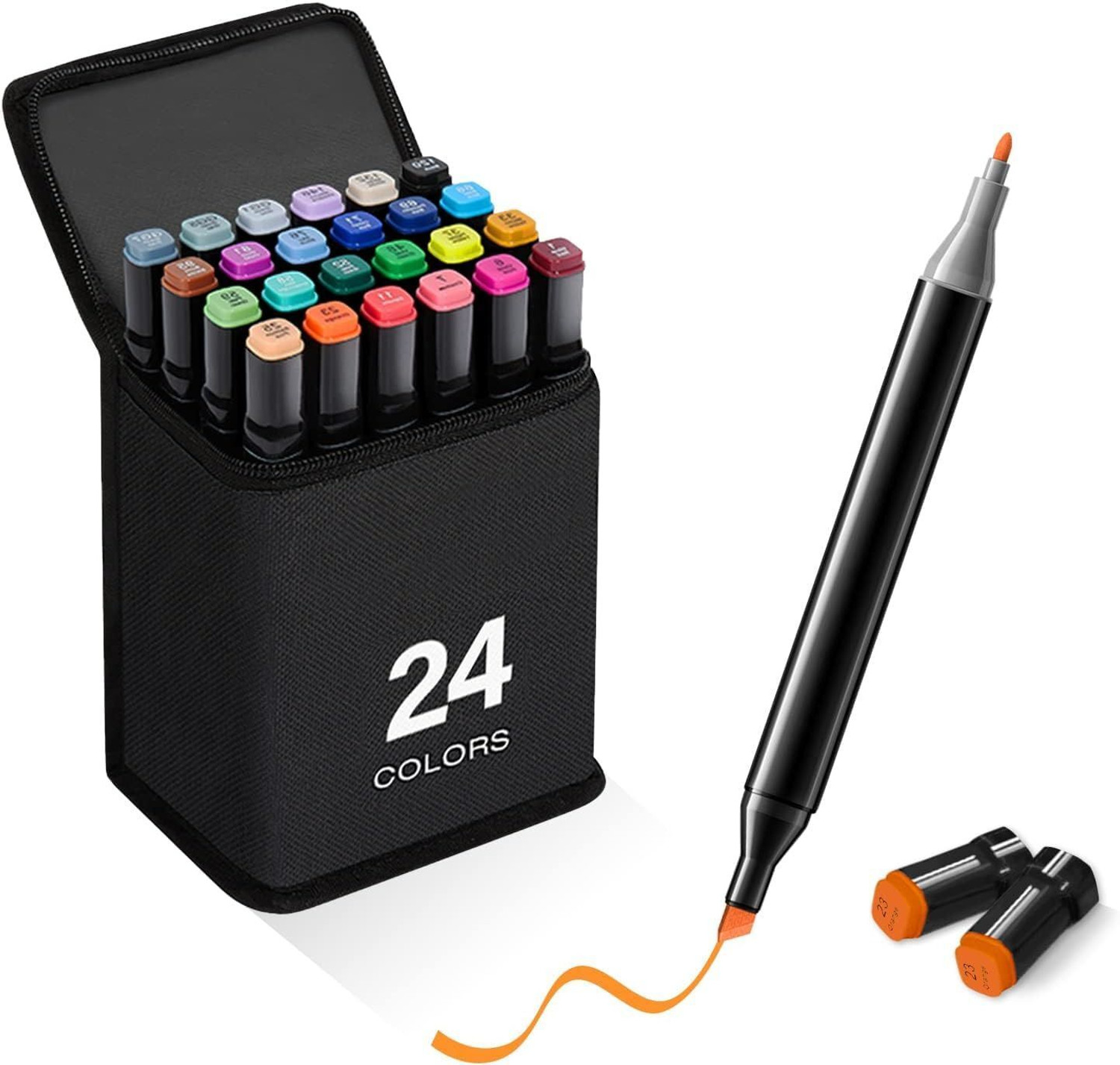 Image of Dwiza Enterprise 24 Pcs Colors Dual Tip Art Markers Coloring Alcohol Based Markers Colored Pens