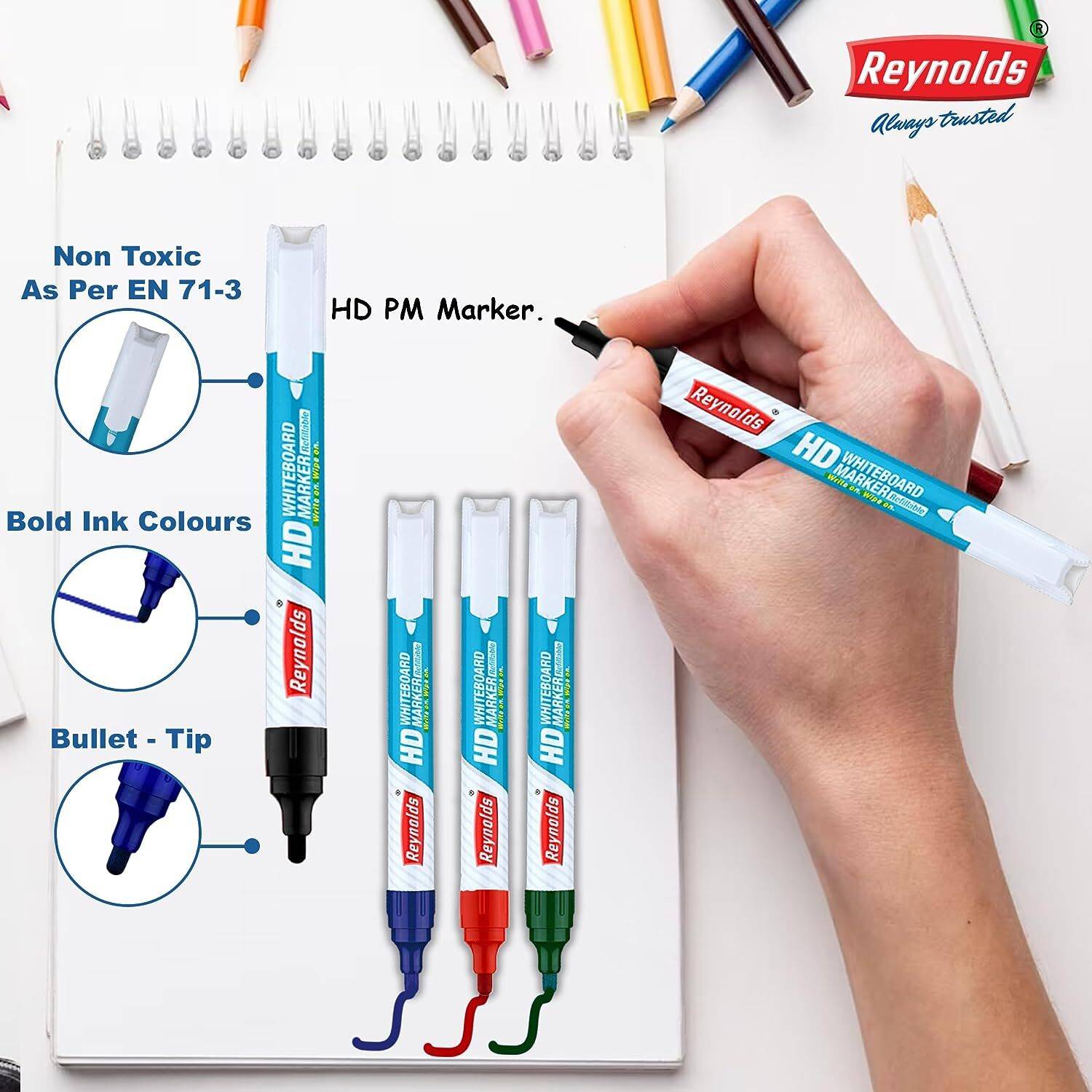 Reynolds HD WM Marker Ink (Pack of 5, Ink Color - Black)