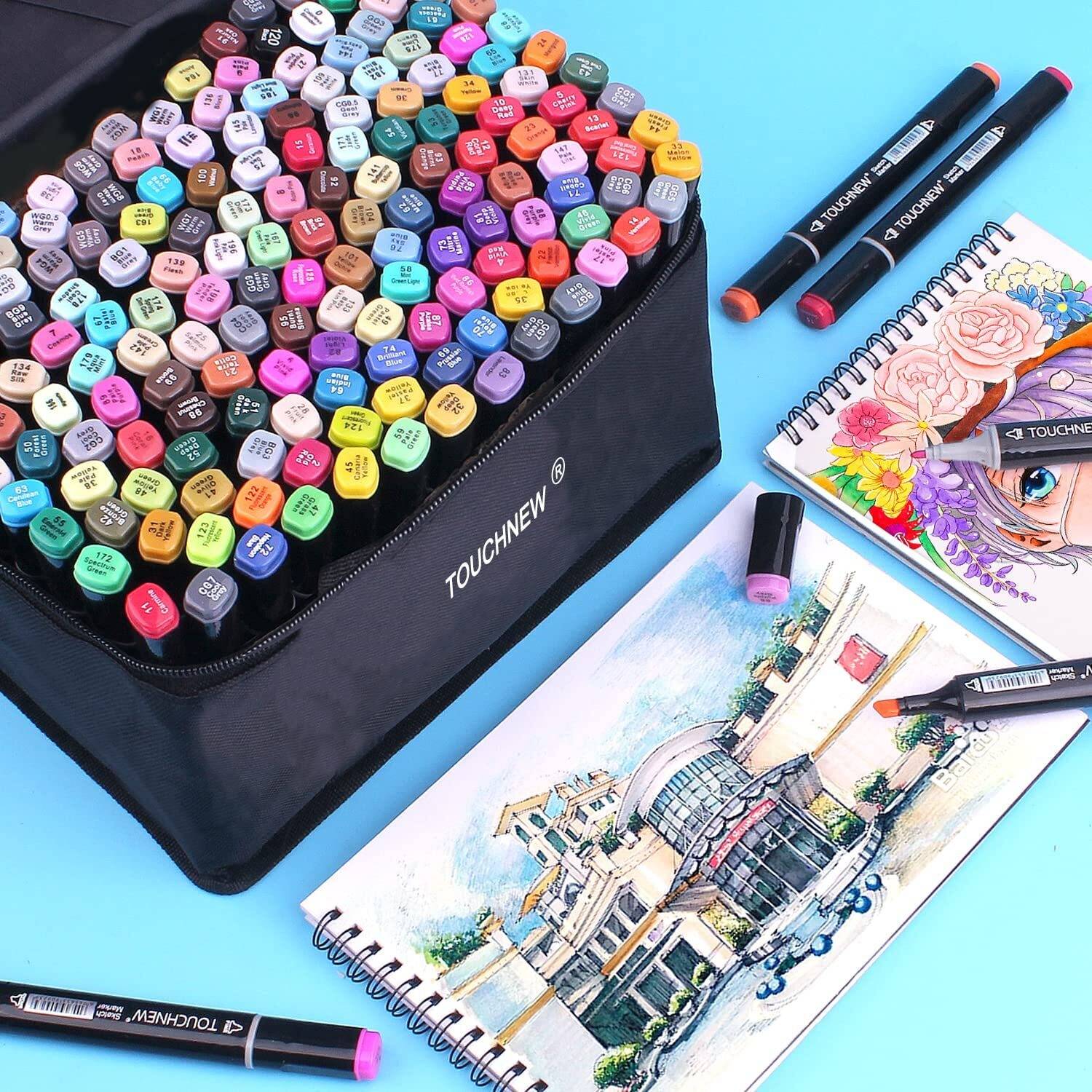 3D METRO SUPER STORE Dual Tip Colorful Art Markers Sketch Pens 120 Colors With Carrying Case