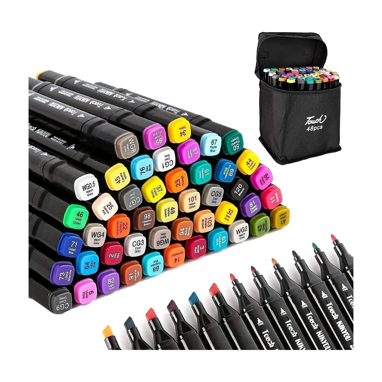 Image of MILONI USA Dual Tip Art Markers Sketching Head Marker Pens for Kids Adult 48 Colours