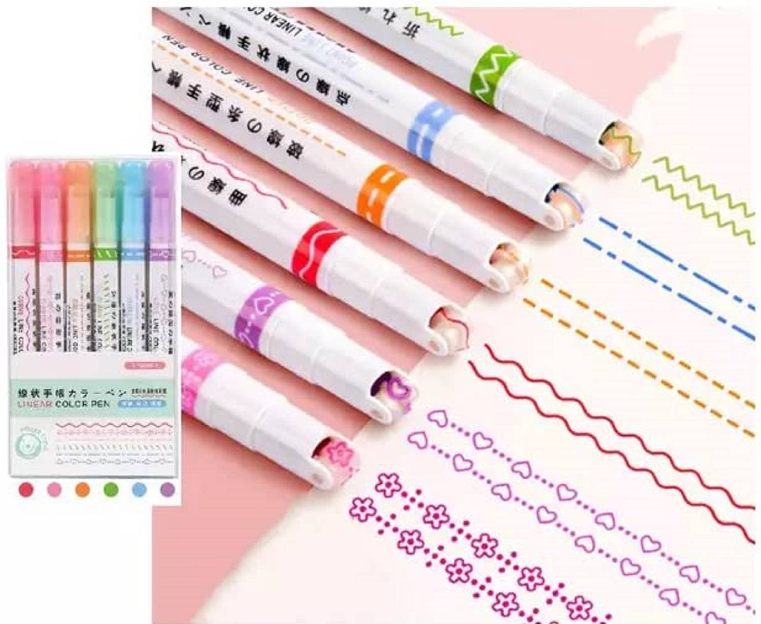 Agelast Premium Linear Color Pen Highlighter Pen Set For Kids, Roller Ball Pen