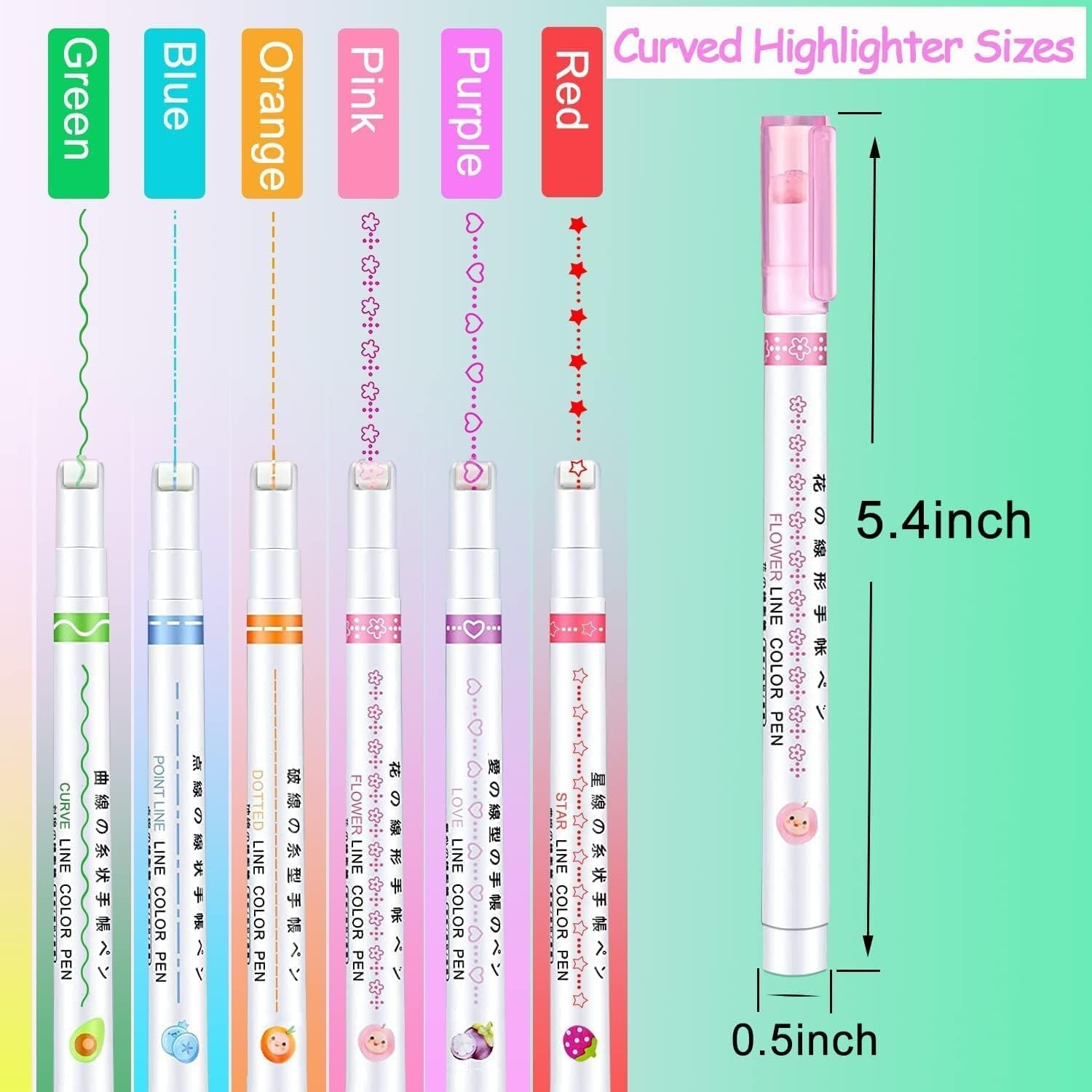Image of BRM TRADERS Curve Marker Highlighter Pen (SET OF 12)
