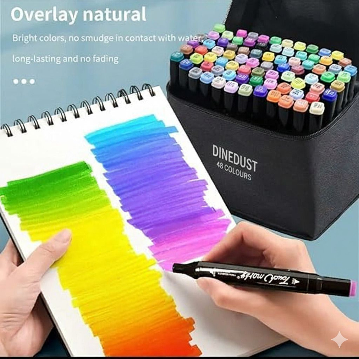 Image of DINEDUST Dual Tip Art Markers Sketching Head Marker Pens for Kids Adult 48 Colours