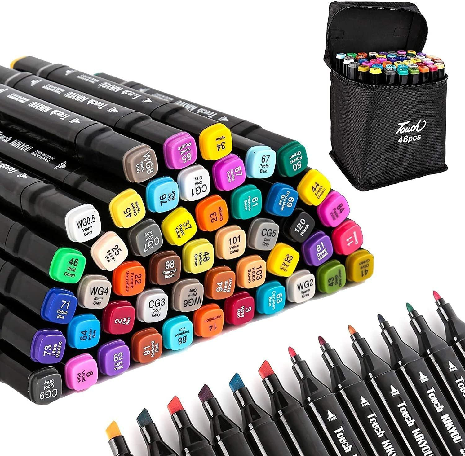 Image of Mamkom Marker 48 color art marker pen set for drawing Double Tipped Alcohol Dual Marker Nib Sketch Pens