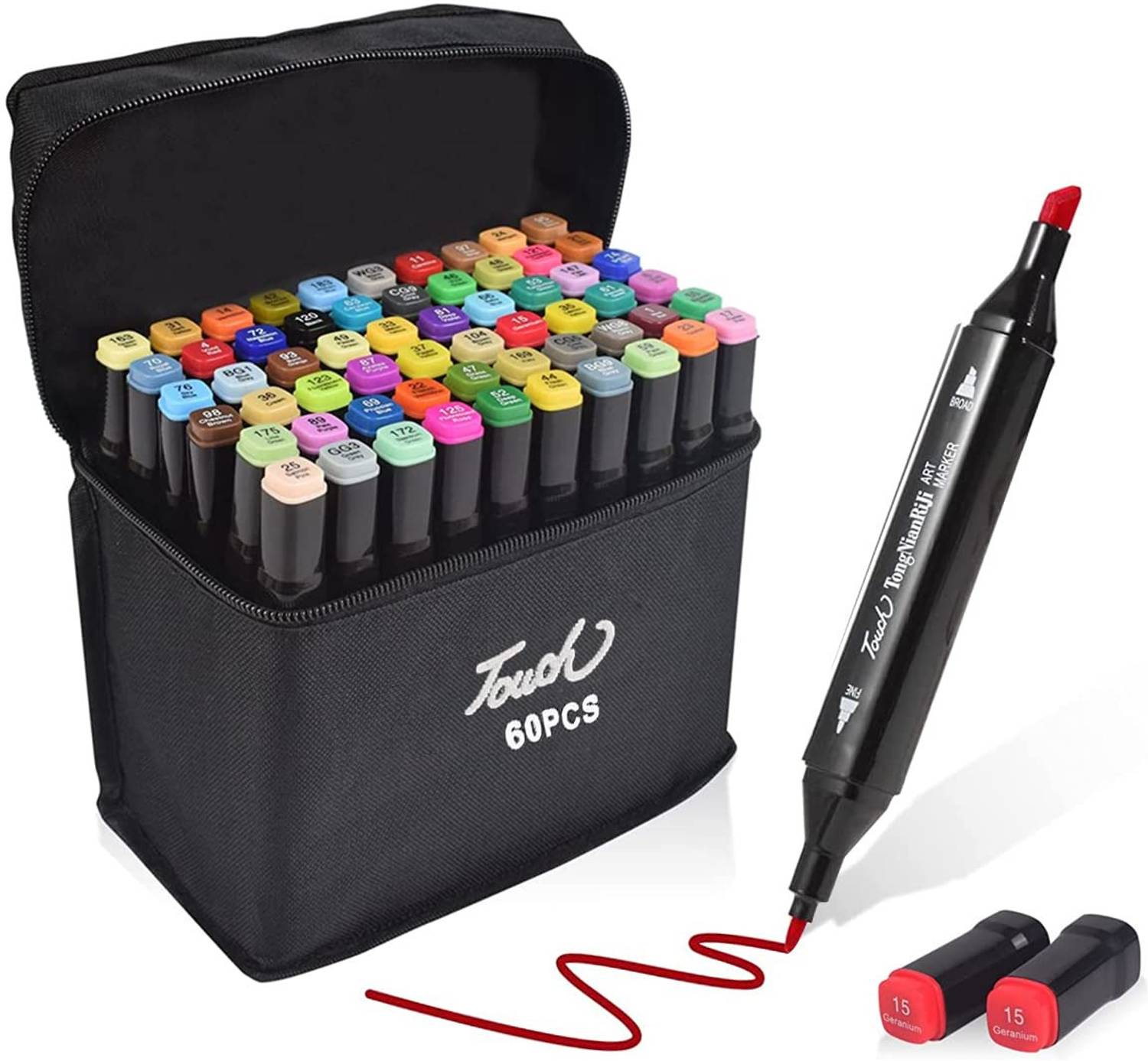 Trendegic 60 Colors Alcohol Based Dual Tip Markers - Image 1