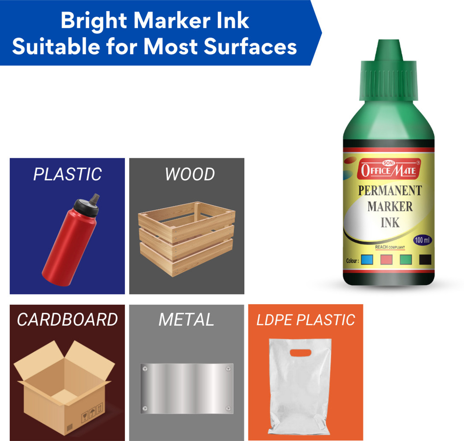 Image of Soni Officemate Permanent Marker Ink 100 ml Marker Refill