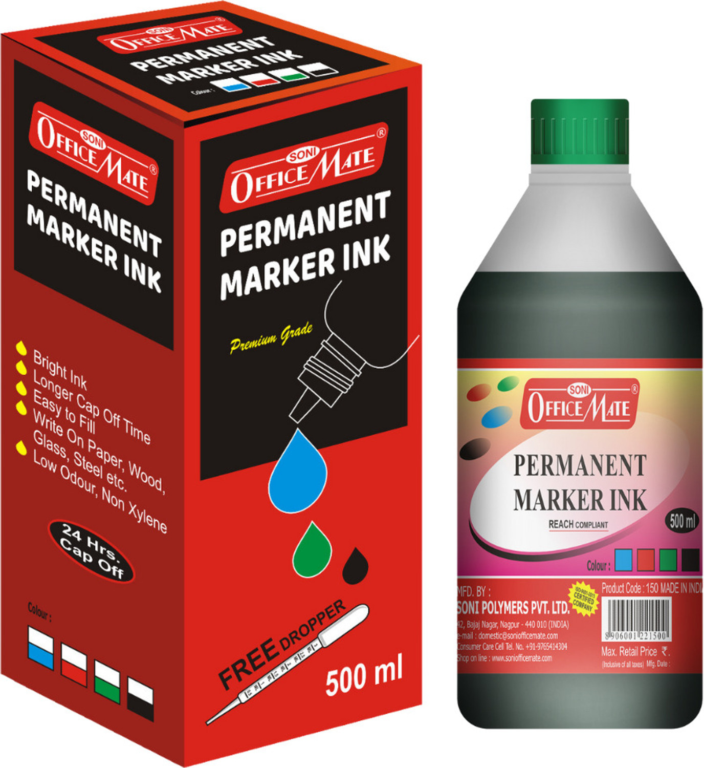 Image of Soni Officemate Permanent Marker Ink 500 ml Marker Refill