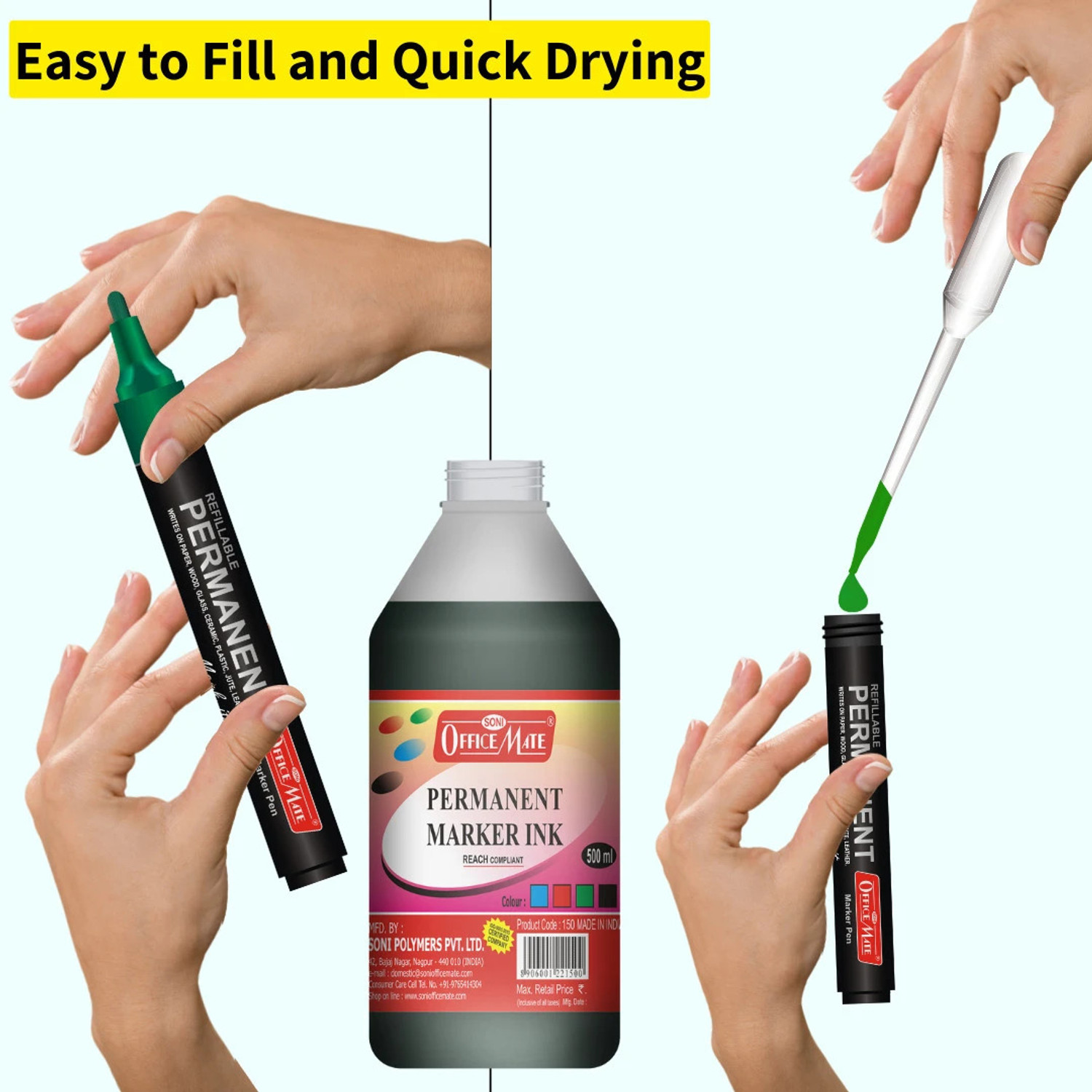 Image of Soni Officemate Permanent Marker Ink 500 ml Marker Refill