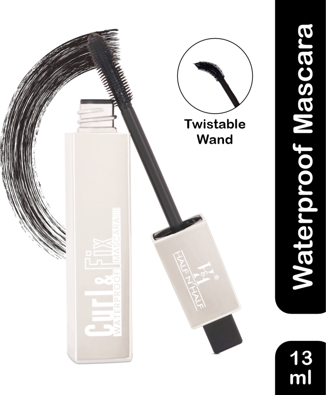 Image of Half N Half Curl & Fix Volumizing Smudge Proof Long Lasting All Day Wear Waterproof Mascara 13 ml