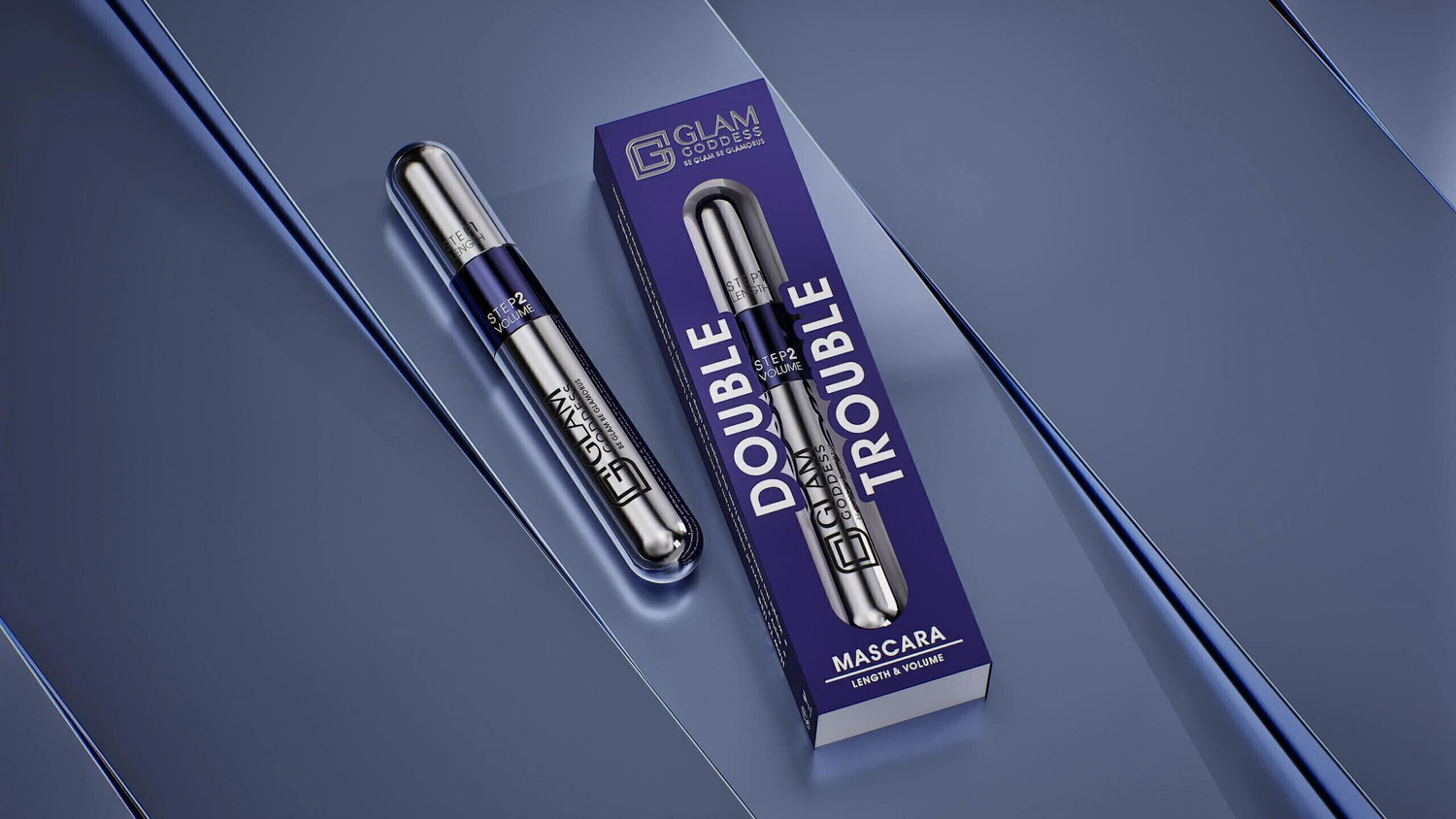 Image of GLAM GODDESS 2 Step Volumising and Lengthening Long Lasting Double Trouble Mascara 15 ml