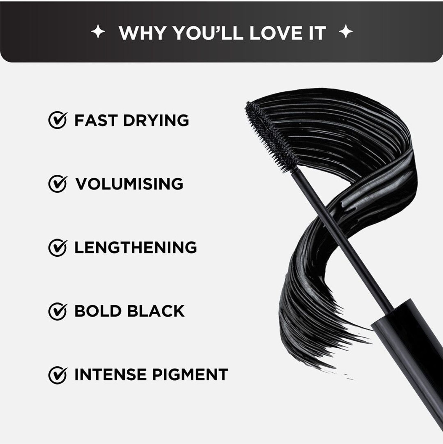 Image of BELLAVITA Intense Drama Waterproof Mascara, Lengthening & Volumizing Mascara, Smudge-Proof 8 ml