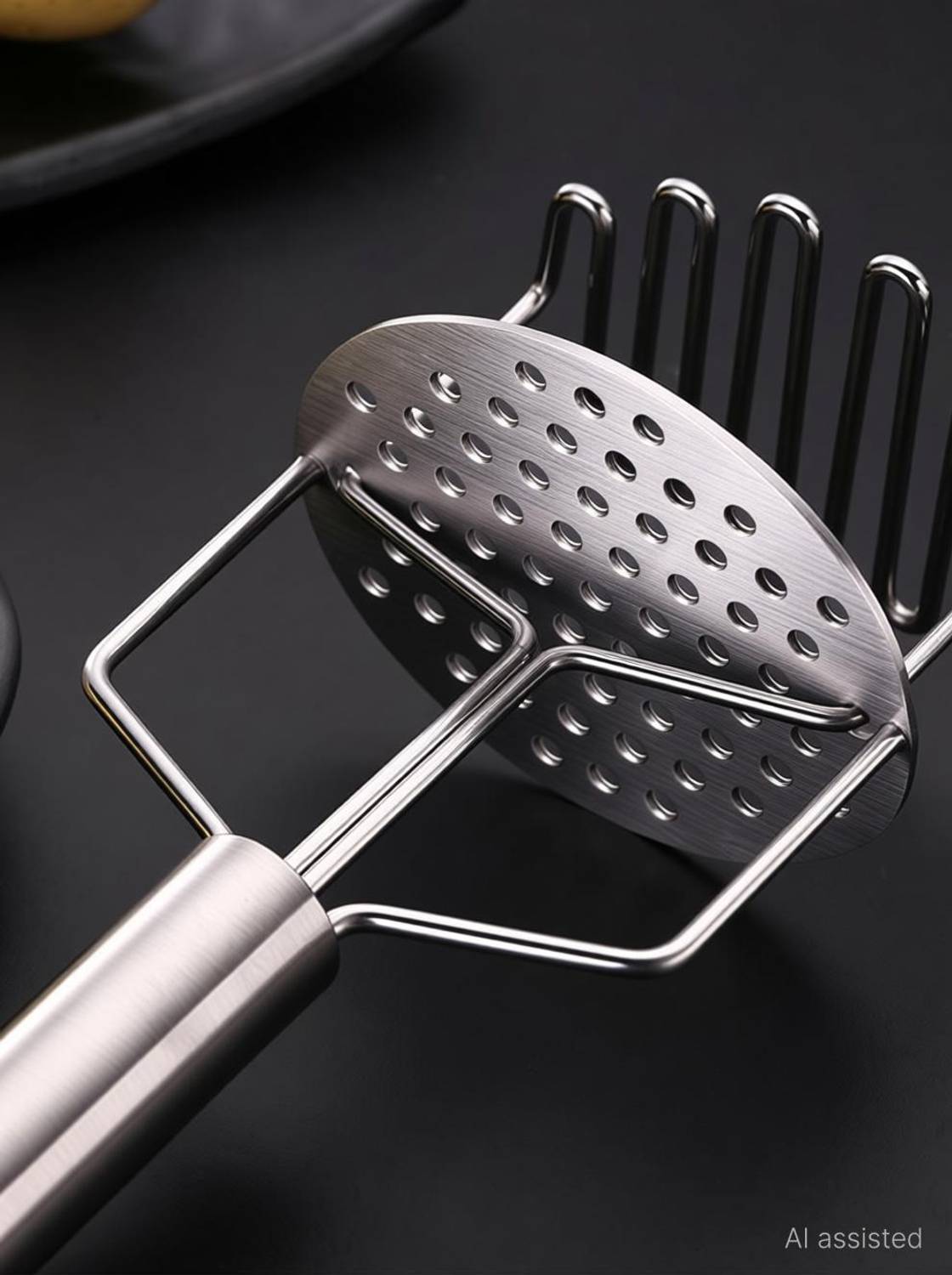 ARDAKI Stainless steel Vegetable Potato Masher With Spring Double Deck 2 in 1 Riser & Masher Pressure Squeezer for Eggs Potato pav bhaji Baby Egg Food or Boiled Veggies Smasher Stainless Steel Masher Kitchen Utensils Machine (Pack of 1) Stainless Steel Masher