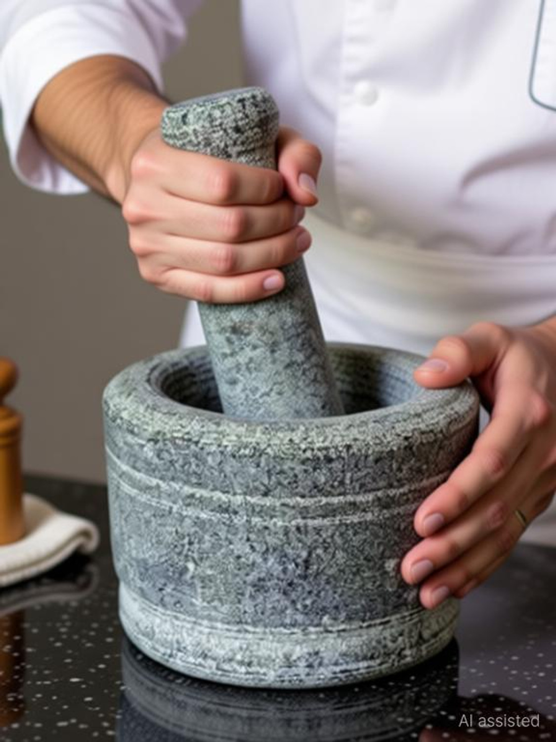 Image of Muthaiya traders Stone Mortar and Pestle Set Stoneware Masher