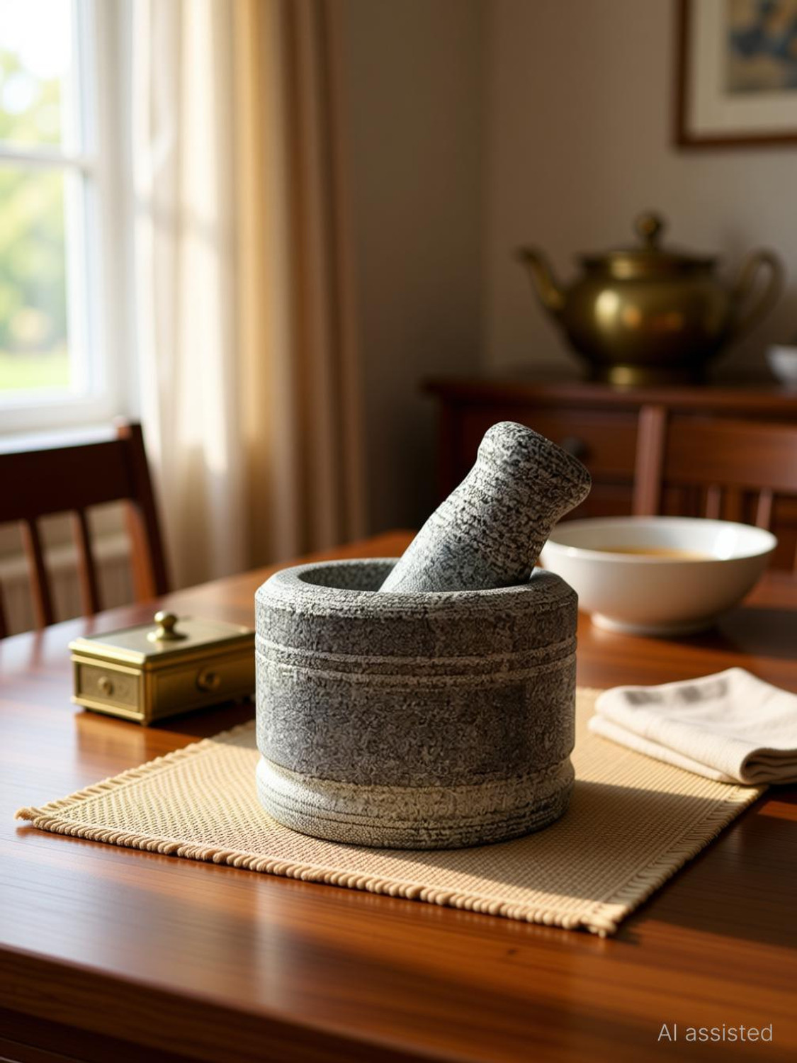 Image of Cruzun inchIdikallu Stone for Spices Okhli Khalbatta Spice Grinder Stoneware Masher