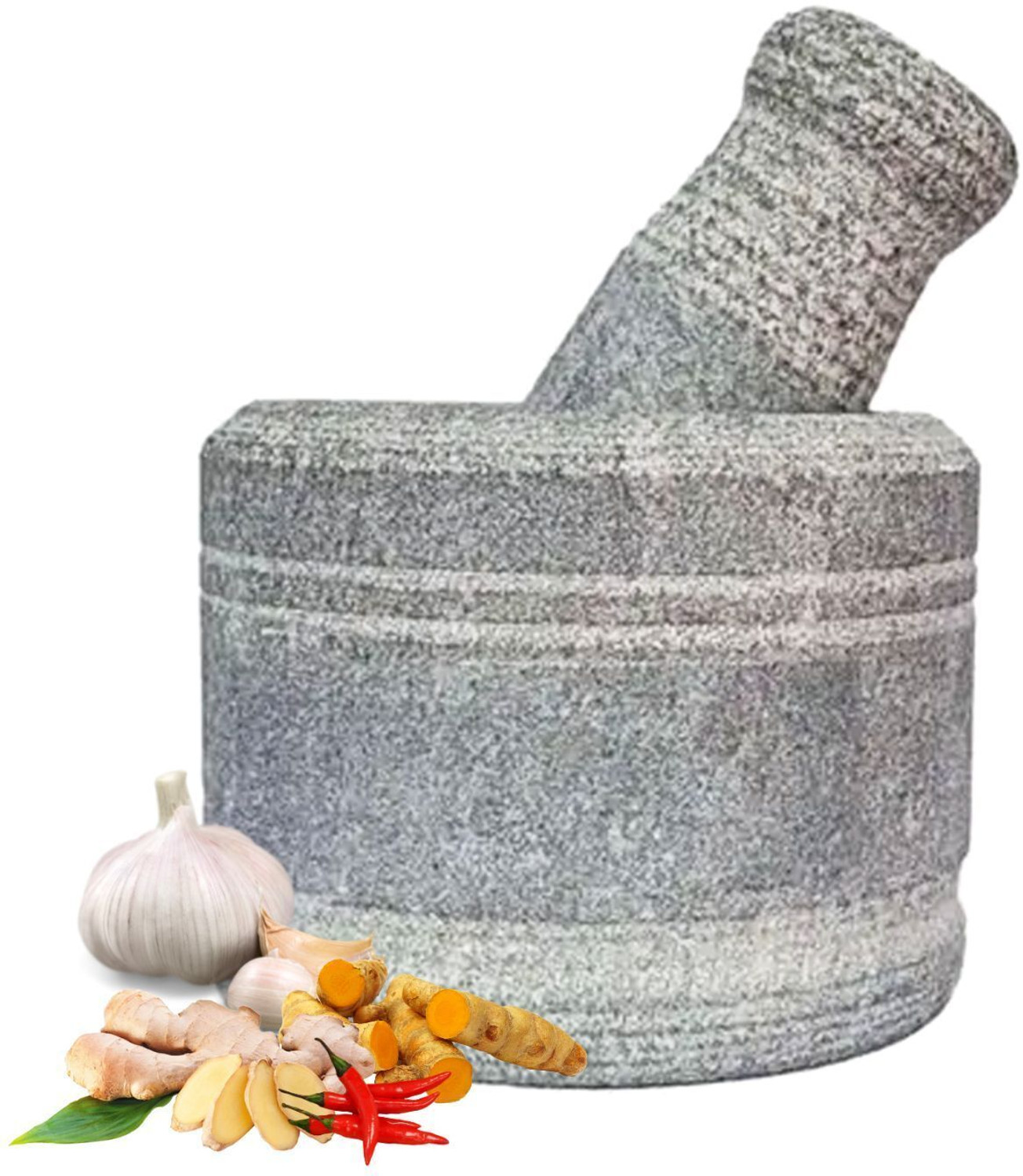 Image of Cruzun inchIdikallu Stone for Spices Okhli Khalbatta Spice Grinder Stoneware Masher