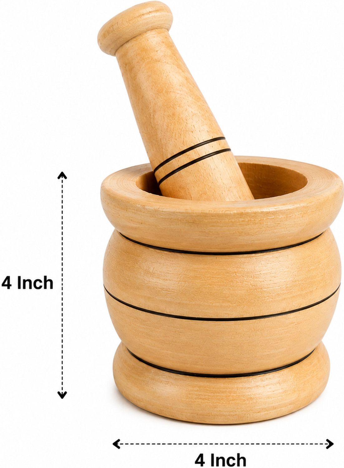 Image of Laxury Forest Wooden Hamal Dista & Storage Pot Combo Set | Handmade Kitchen Woodware Wood Masher
