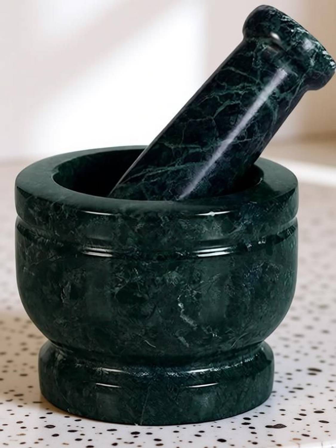 Krishana Green Marble Mortar and Pestle Set 4*4 inch Pack of 4 - Image 4