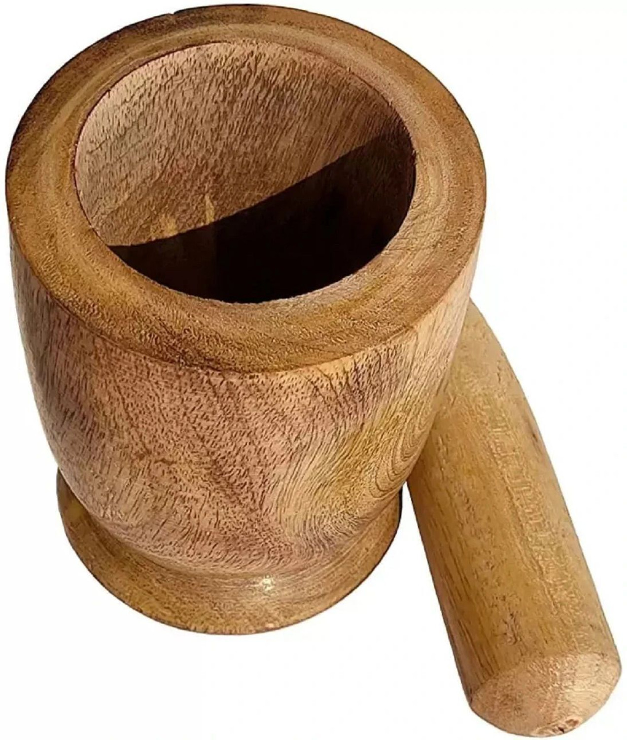 Image of Evergreen Oasis Wooden Okhli |Mortar & Pestle| Imam Dasta|Musal| Kharal| Khalbatta| crushers Wood Masher (Pack of 2)