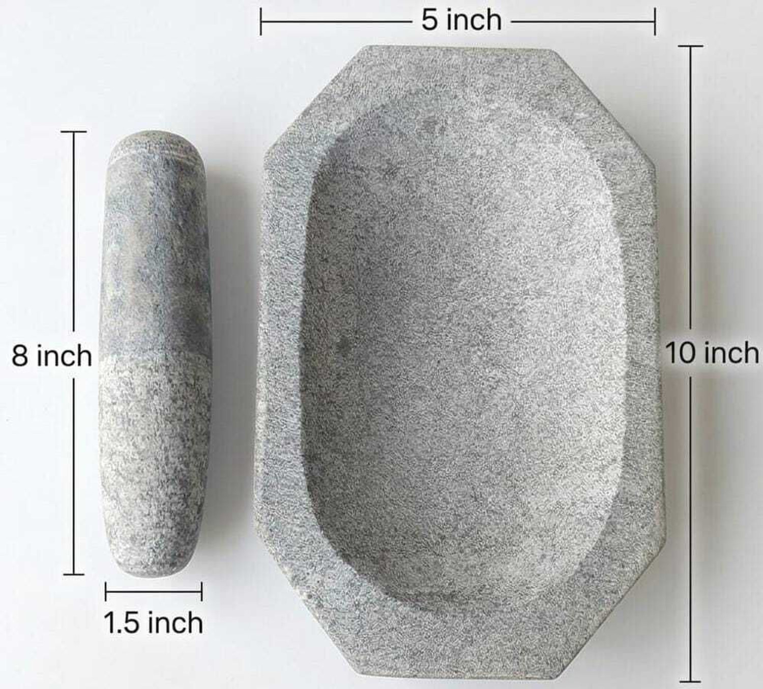 Image of Anjalm Trade Kalvam Stone Mortar and Pestle Set,Masher, Khalbatta,(10.5 inch Big Size) Stoneware Masher