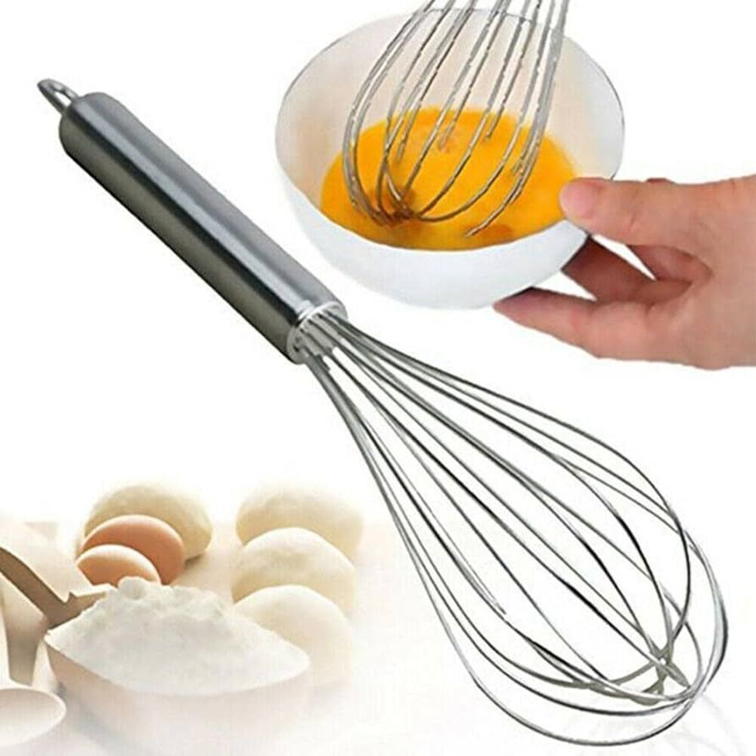 Image of ANIAN Stainless Steel Masher & Whisk Combo Set (2-in-1 Kitchen Tool) Stainless Steel Masher