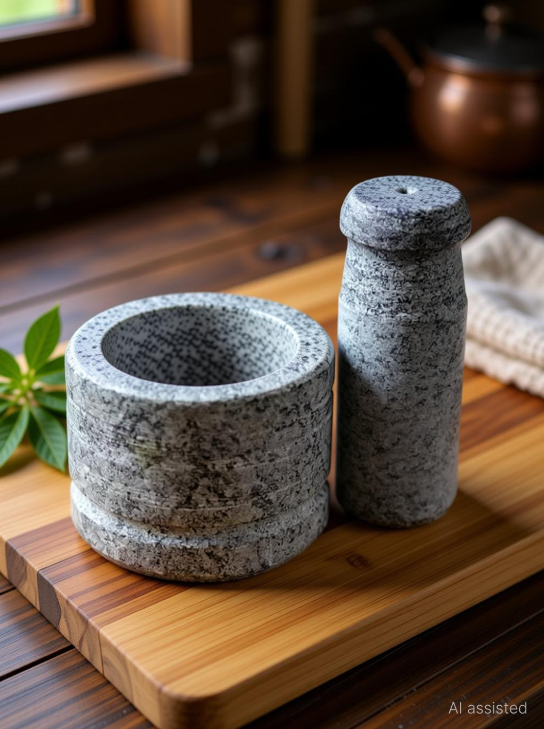 Image of Anjalam Trade 6 inch Kerala Organic Black Stone / ammikallu /ammikallu small /ammikal small Stoneware Masher