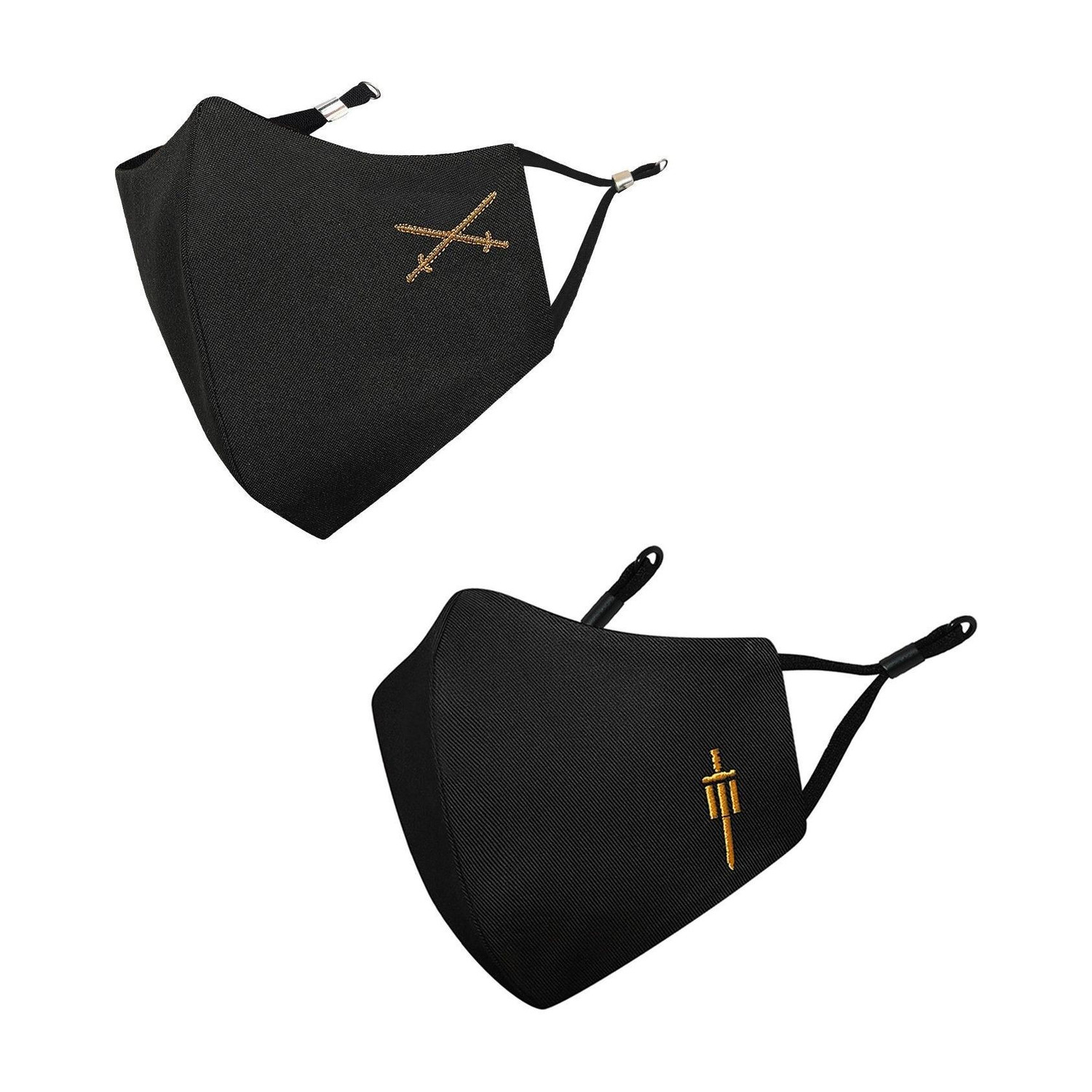 Image of MASQ Anti-Pollution Anti-Bacterial BFE>99% 4 Layer Protective Face Mask for Man Swords Combo Large 02 Reusable, Washable Cloth Mask (Black, Green, L, Pack of 2, 4 Ply)