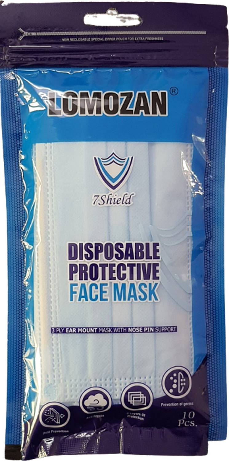 7SHIELD CE and ISO Certified 3 Ply Surgical Face Masks with Nose clip and soft ear loops 5 Pouch-pack Water Resistant Surgical Mask