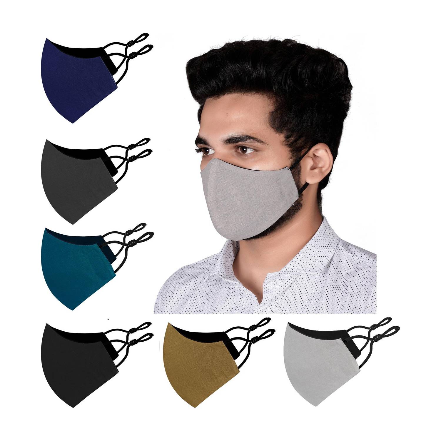 BILDOS 3 Layer Anti Pollution Mask 6 Pcs Super Breathable Cloth Mask with SMMS Filter Layer Reusable Cloth Mask With Melt Blown Fabric Layer