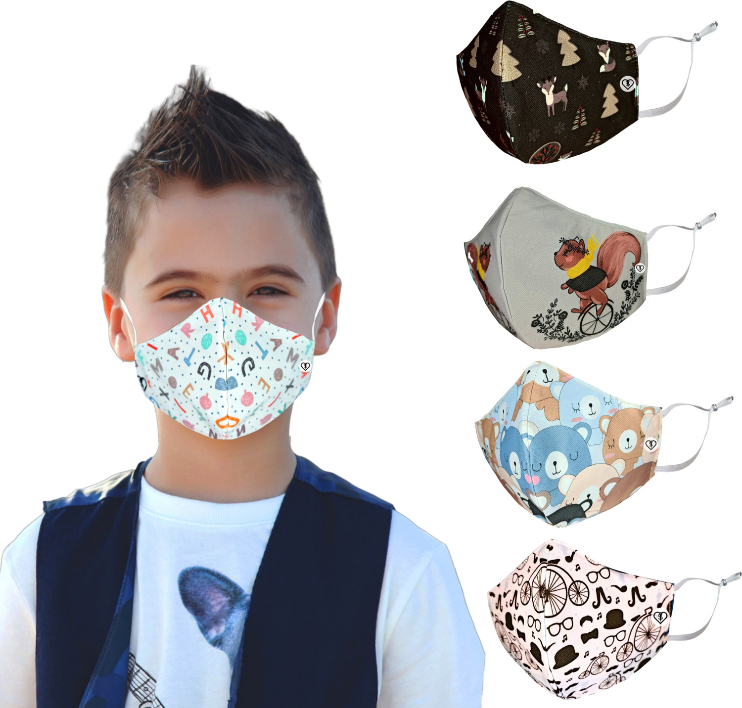 Image of SUBHUSHA SUPER SAFETY 3 Layer Cotton Digital printed kids mask combo pack Reusable Washable Breathable Skin Friendly Soft Cotton Fabric Face Mask with Adjustable Ear loops for Boys Girls Children Babies (Anti Pollution Mask , Anti Viral Mask , Anti Bacterial Mask ) (School Mask , Outdoor Mask , Kids Party Mask) (Child Mask , Kids Mask 3 years, Kids Mask 4 years , kids Mask 5 years , kids mask 6 years , kids mask 7 years , kids mask 8 years , kids mask 9 years , kids mask 10 years up to 14 yrs ) DP-01 Digital Print Reusable, Washable Cloth Mask