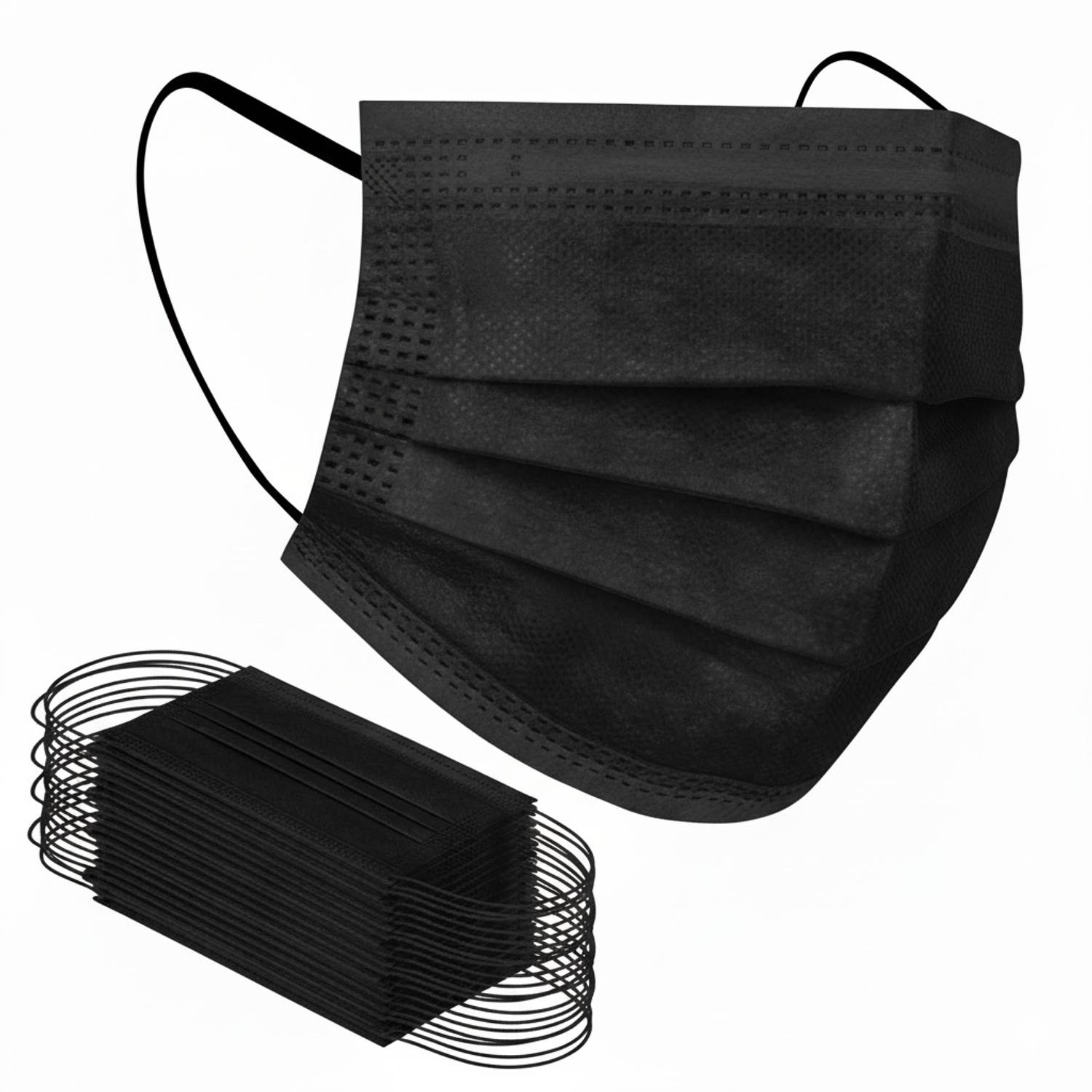 7SHIELD Premium Quality Black Surgical Mask With Nose Pin Disposable ISO Mark Breathable Pollution Face Mask 3 Layer For Men, Women, Kids(50 Piece) (Premium Black Mask) Water Resistant Surgical Mask With Melt Blown Fabric Layer