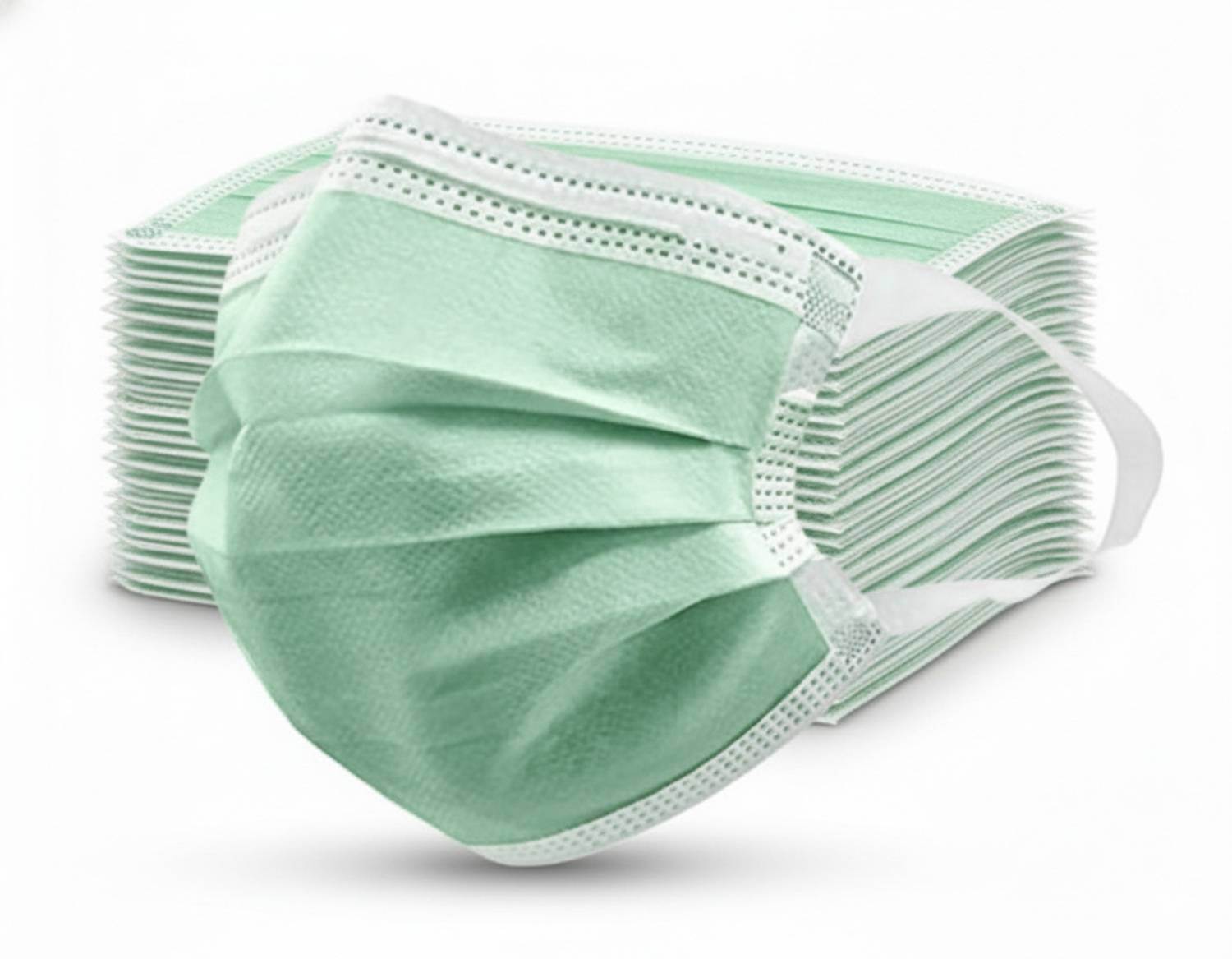 7SHIELD CE and ISO Certified with Extra soft Fabric ear loop and Inbuilt Plastic coated Nose pin disposable Blue unisex mask Green Soft Fabric ear loop Water Resistant Surgical Mask With Melt Blown Fabric Layer