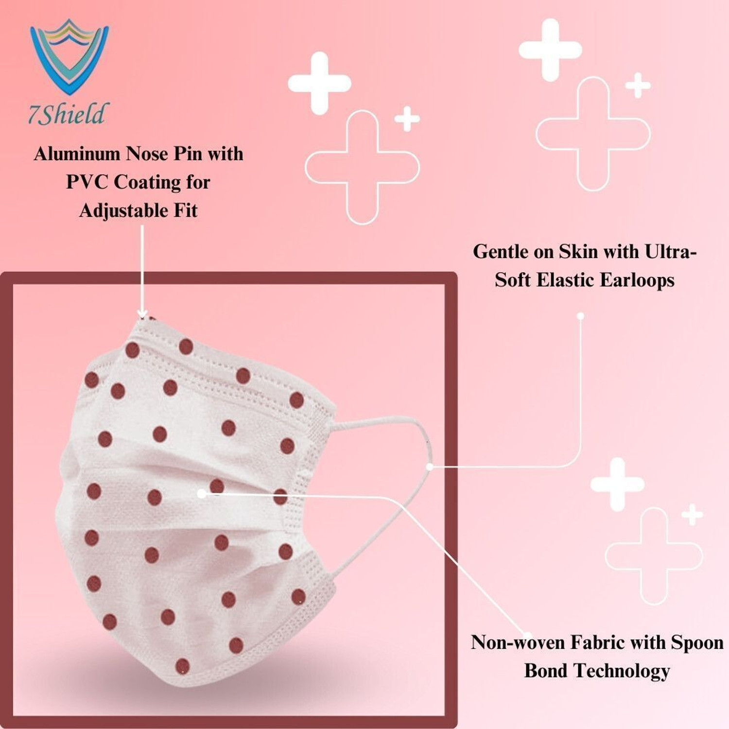 Image of 7SHIELD 7Shield Red Dot 3 Ply Surgical Mask | Soft, Breathable & Protective 100red dotprint Non-Washable, Non-Reusable, Water Resistant Surgical Mask