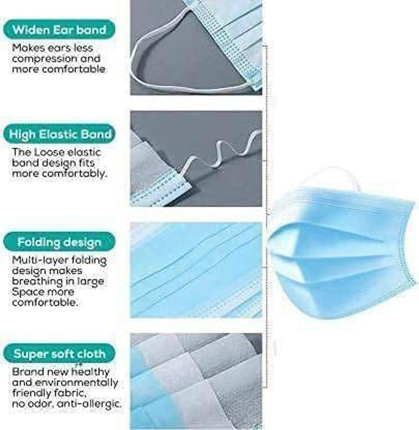 Image of Vaghani 3 Ply Surgical IF-2022 Premium Quality 200 Pcs Surgical Mask With Melt Blown Fabric Layer