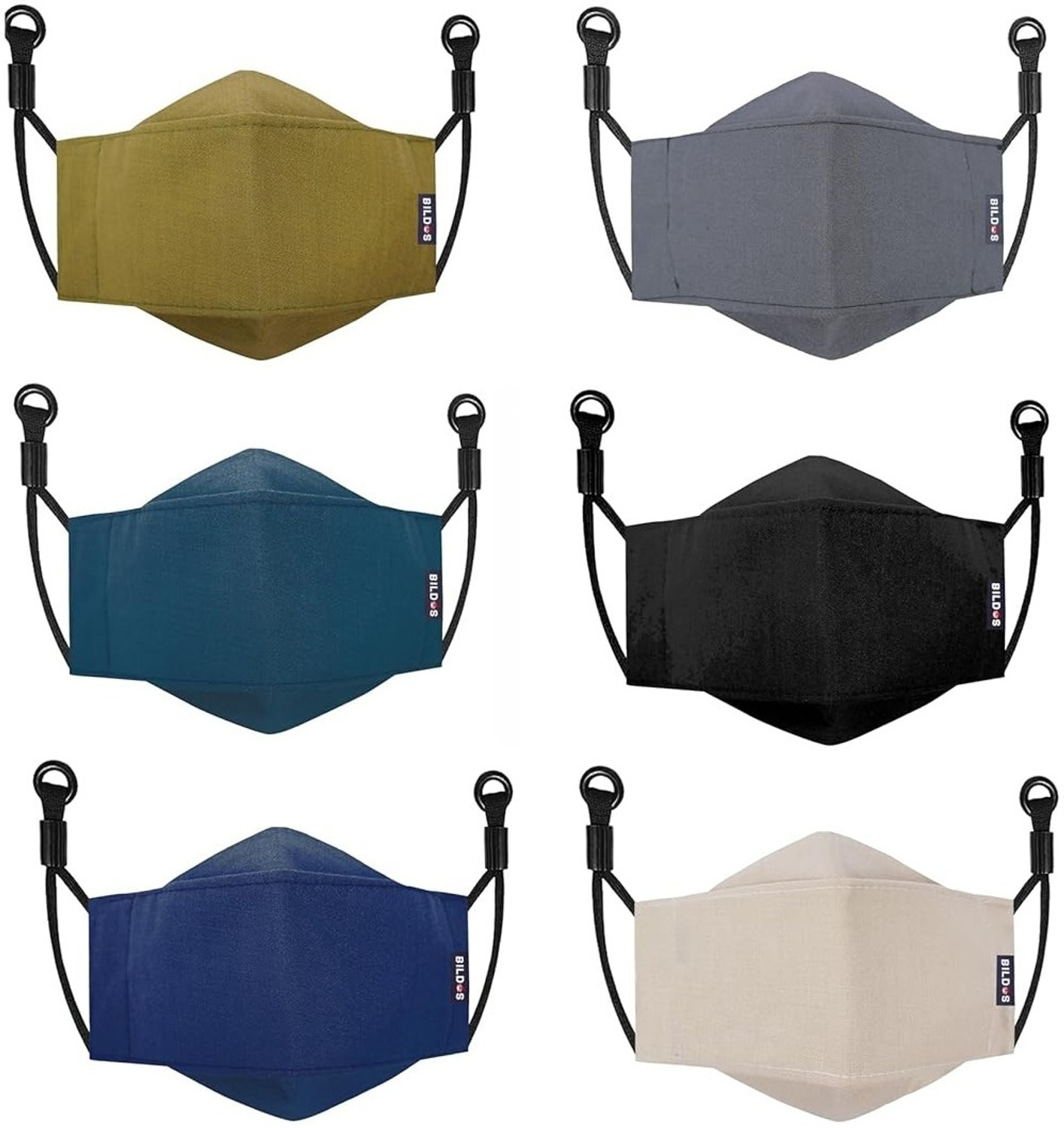 Image of BILDOS 3 Layer Pure Cotton 3D Designed Assorted color Mask With Adjustable Soft Earloop Cloth Mask With Melt Blown Fabric Layer