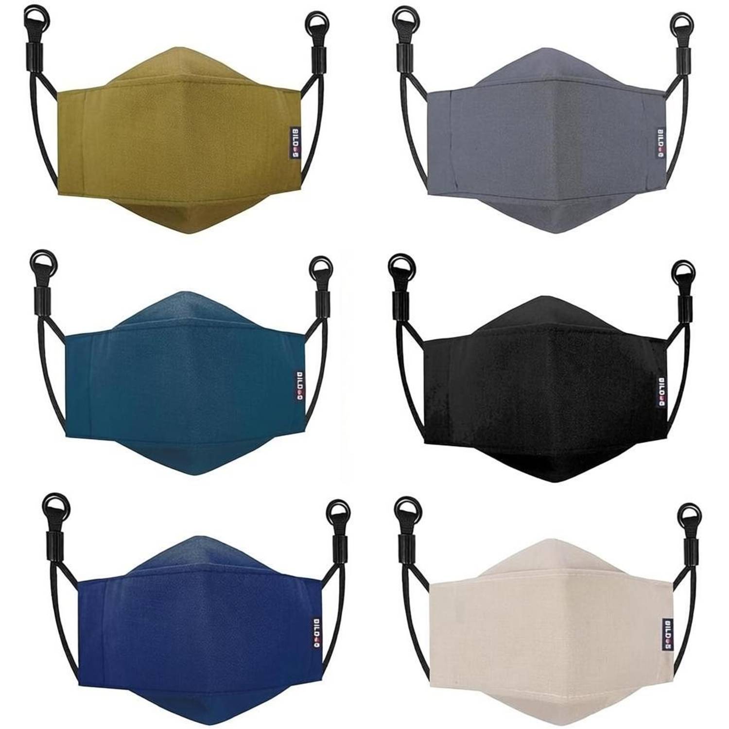 BILDOS 3 Layer Pure Cotton 3D Designed Assorted color Mask With Adjustable Soft Earloop Cloth Mask With Melt Blown Fabric Layer