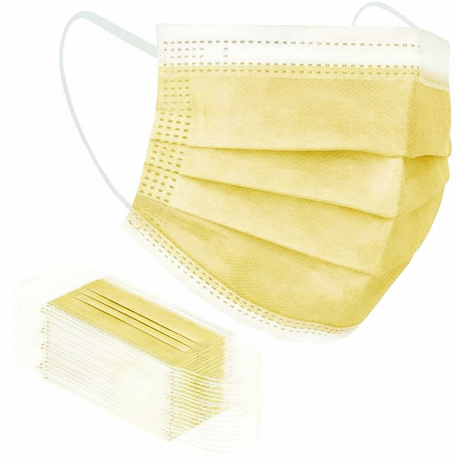 7SHIELD CE and ISO Certified Face Mask with Nose clip and soft ear loops 3PLY Surgical Mask Yellow 3 ply disposable filter protection breathable dust proof Water Resistant Surgical Mask Mfg By :-AP Health Care Yellow surgical mask Water Resistant Surgical Mask