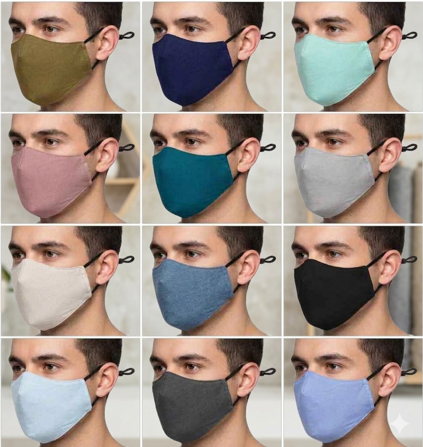 Image of Vaghani 3 Layer Anti Pollution Primium Mask 3 Layer Anti Pollution Mask 12 Pcs Super Breathable Cloth Cotton Primium Mask Reusable, Washable Cloth Mask With Melt Blown Fabric Layer