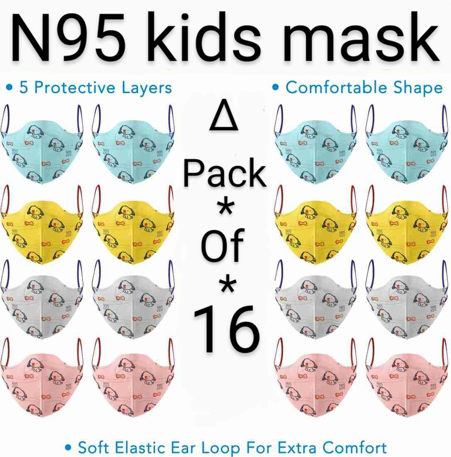 Image of KGKR 5 Layers Protraction of Anti Dust /Pollution and Bacteria, 95% Hard Filtration, N95 kids mask Reusable, Washable, Water Resistant