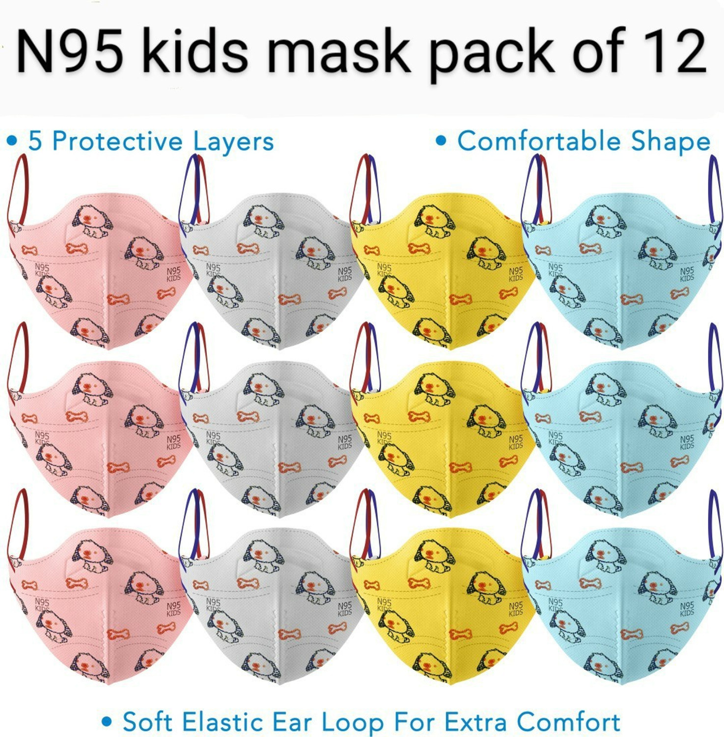 Image of KGKR 5 Layers Protraction of Anti Dust /Pollution and Bacteria, 95% Hard Filtration N95 kids mask Reusable, Washable, Water Resistant