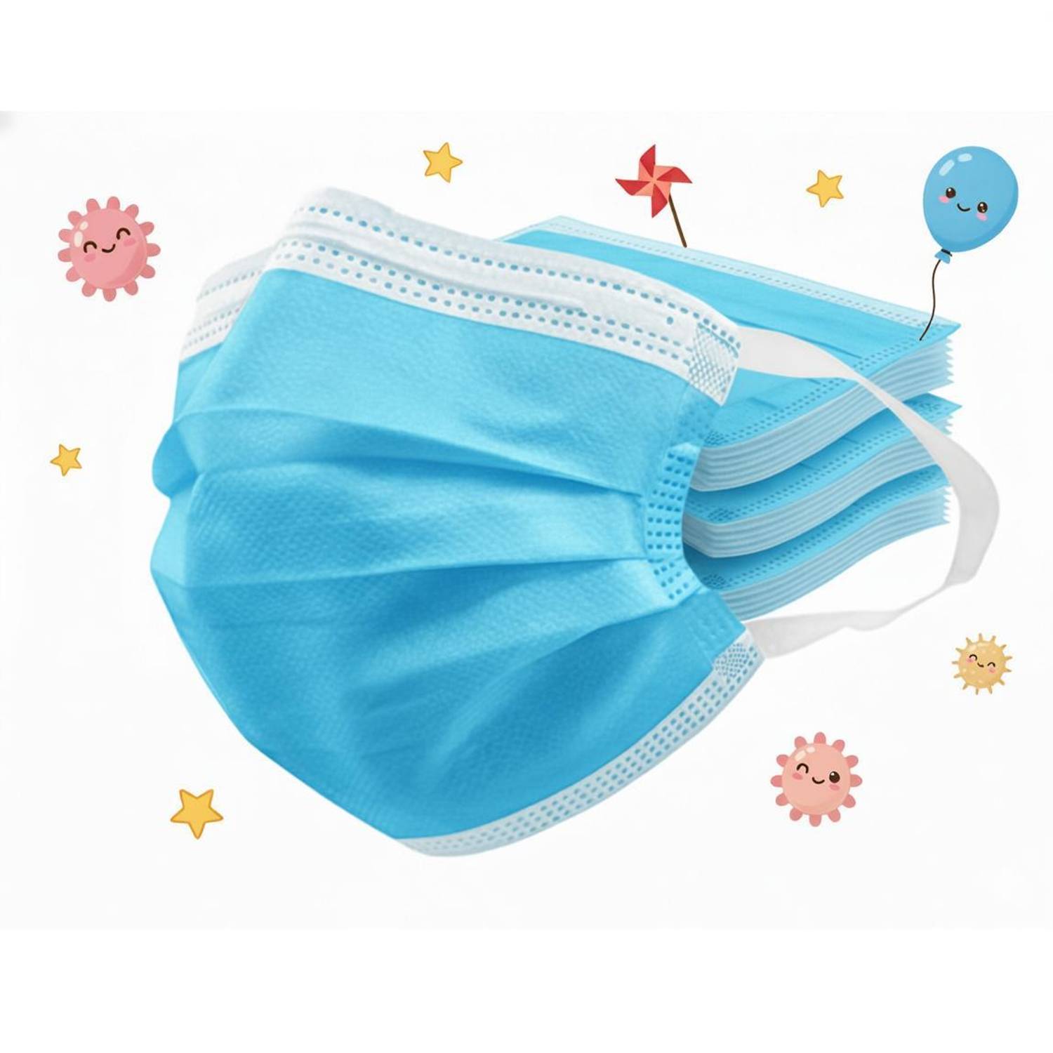 7SHIELD Kids Size CE and ISO Certified mask with Extra soft Fabric ear loop and Inbuilt Plastic coated Nose pin unisex mask soft fabric Ear loop Kids size Mask Water Resistant Surgical Mask With Melt Blown Fabric Layer