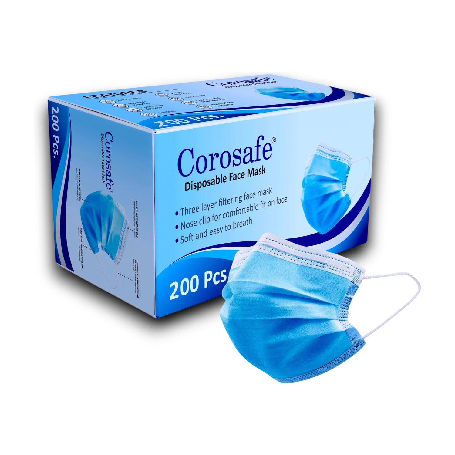 Image of Corosafe Mask with Nose clip Masks for men Masks for women Anti-Pollution Masks Surgical Mask With Melt Blown Fabric Layer