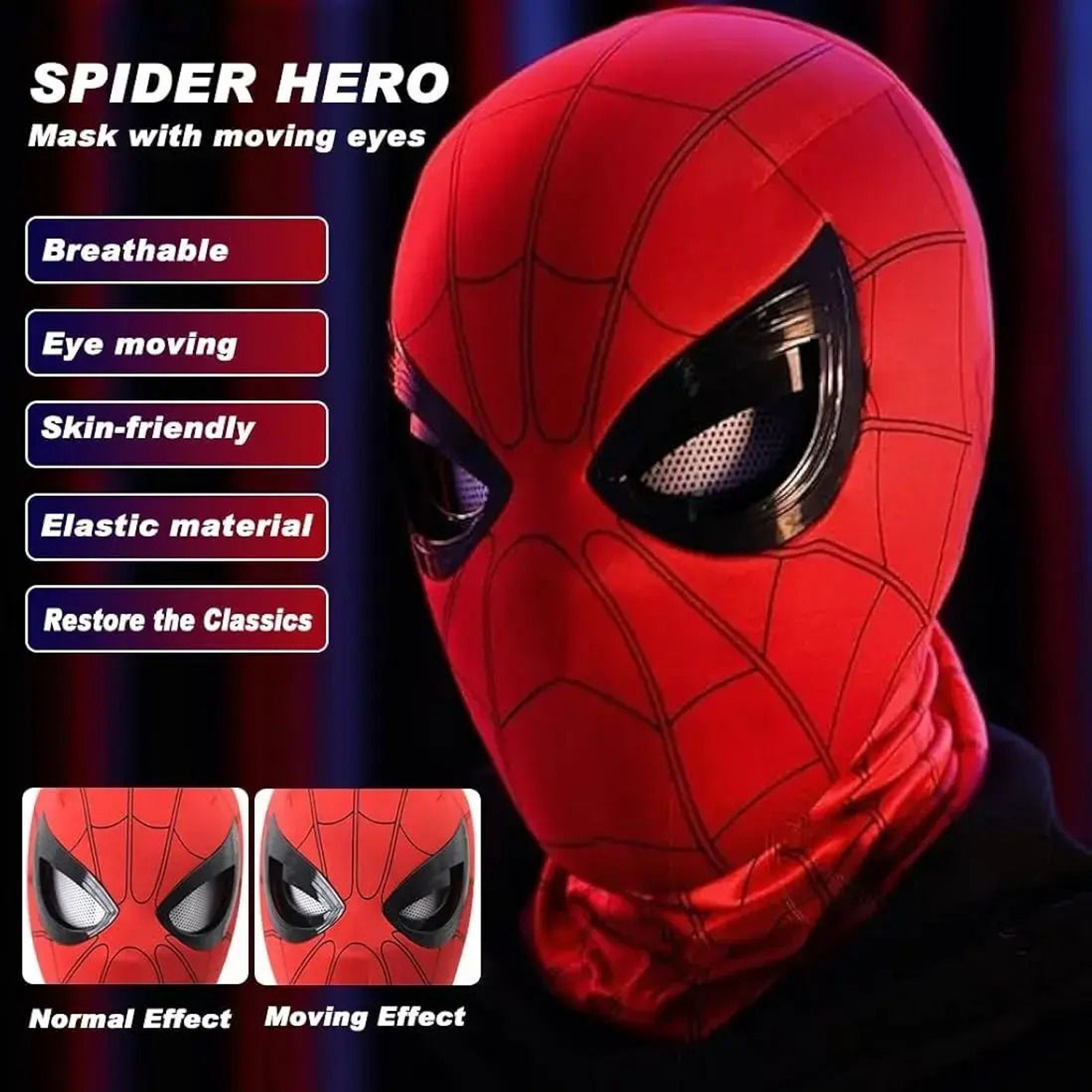 Image of SHOPOGENIX Superhero Spider Mask Full Head Cover& Mesh Eyes - Kids & Adults Cosplay Costume Party Mask